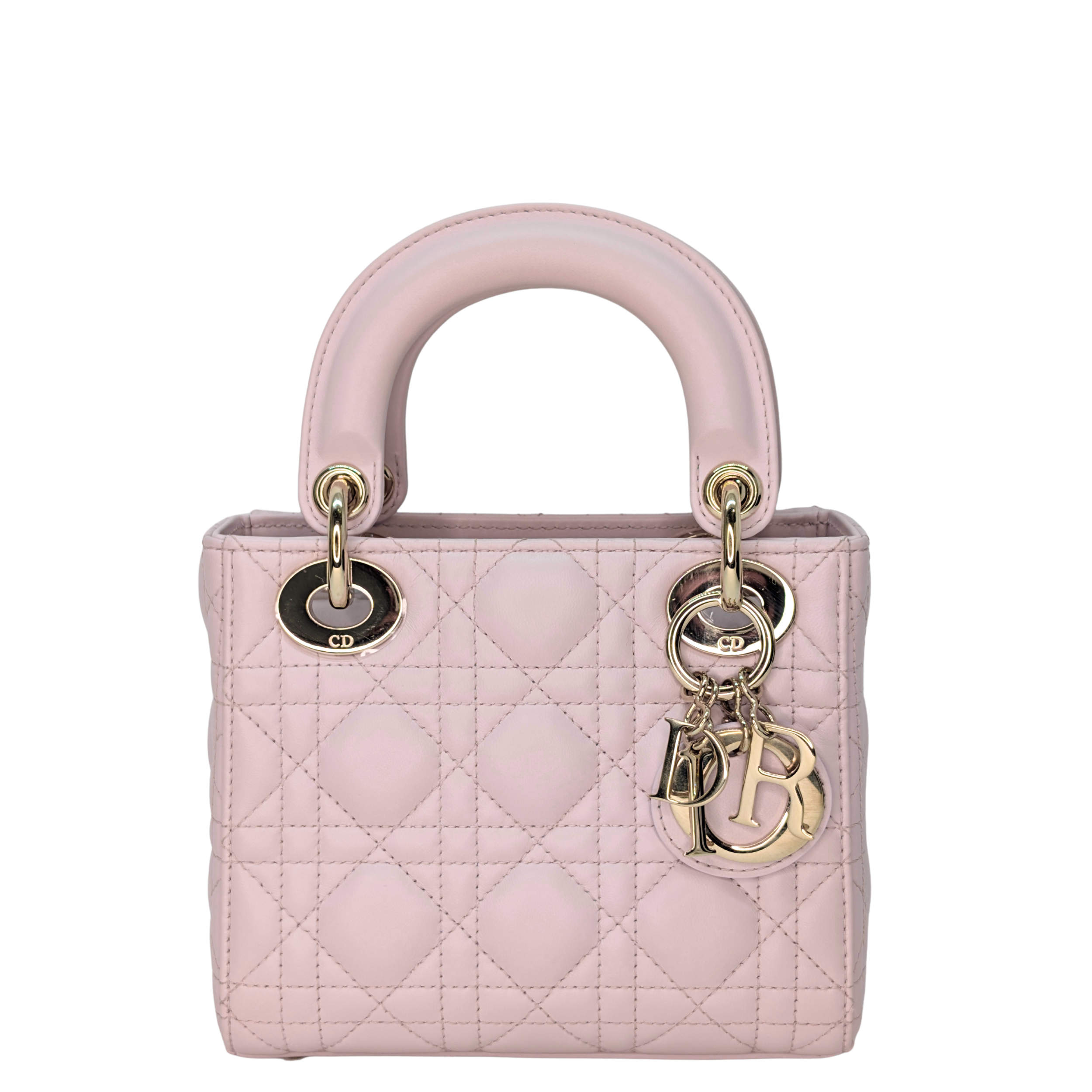 Pre-owned pink Mini Lady Dior Cannage bag