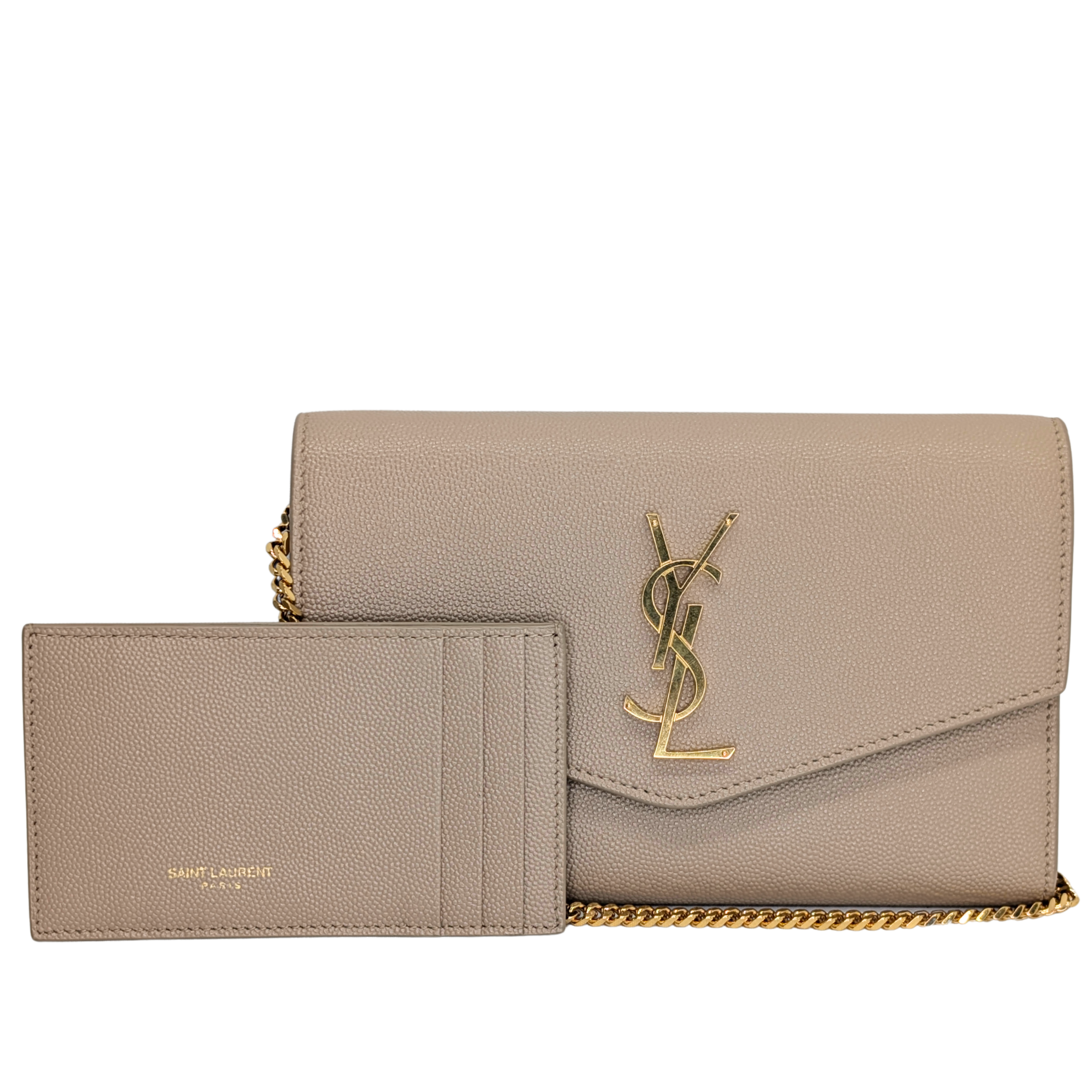 Yves Saint Laurent Uptown Wallet on Chain Dark Beige