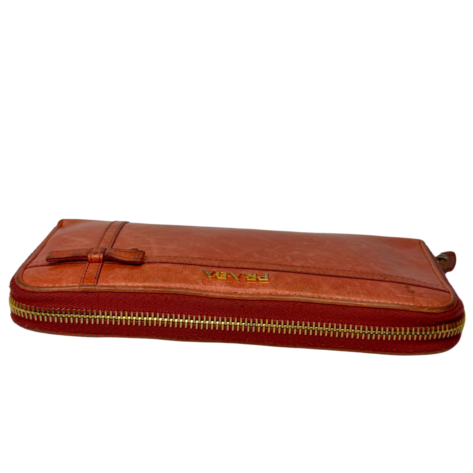 Prada Pink Leather Long Wallet with Zip Coin Compartment