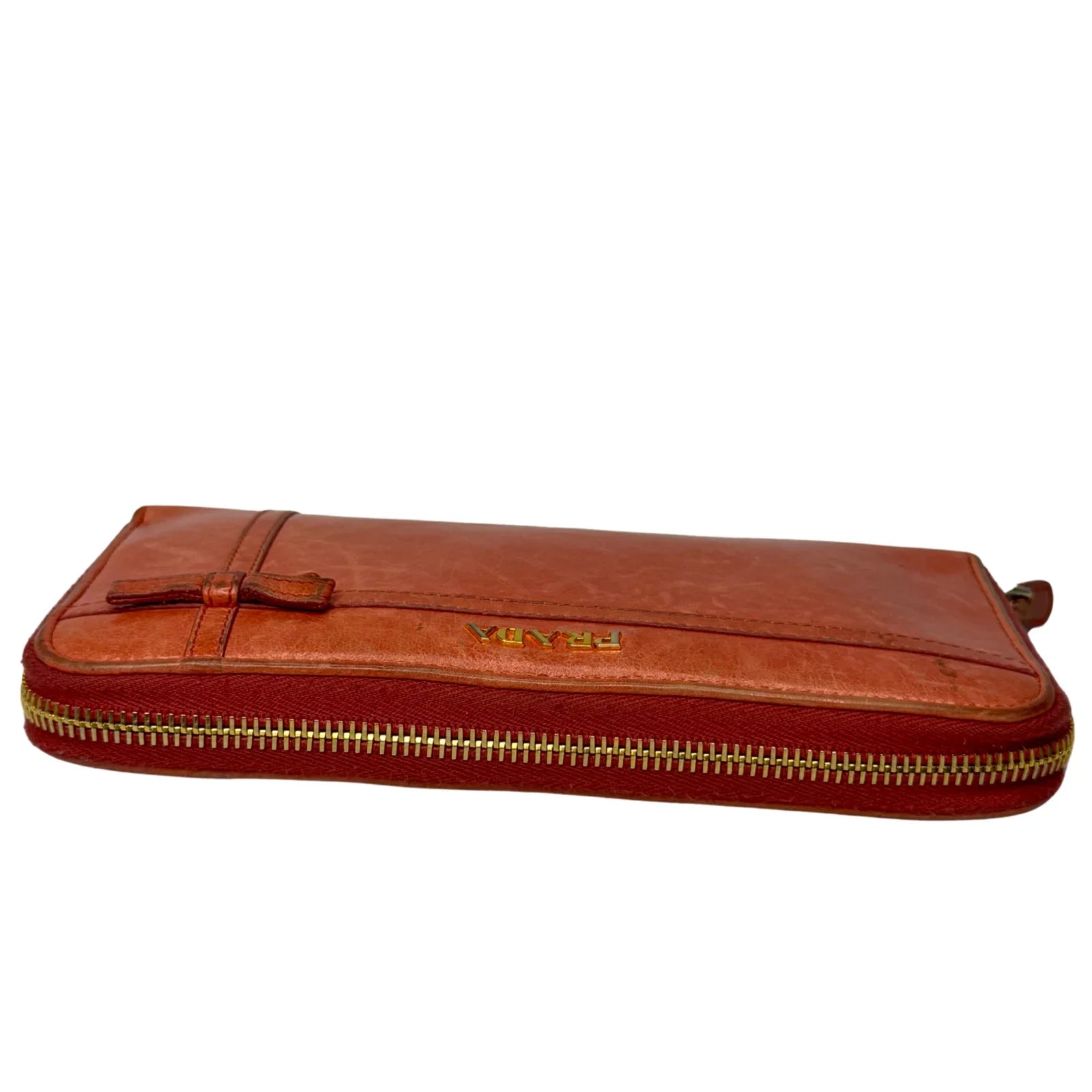 Prada Pink Leather Long Wallet with Zip Coin Compartment