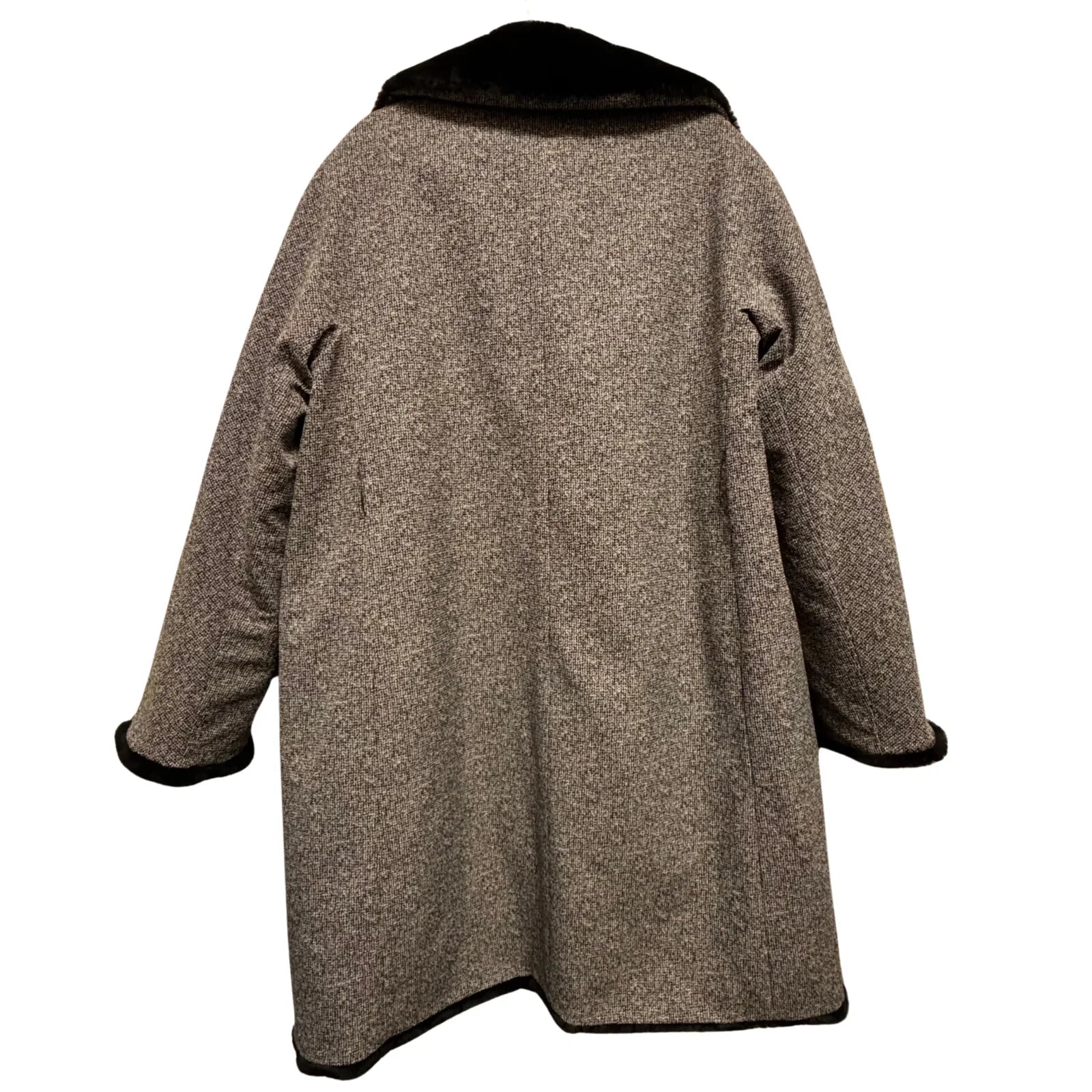 Max Mara Oversized Grey Wool Blend Coat Faux Fur – Size 42