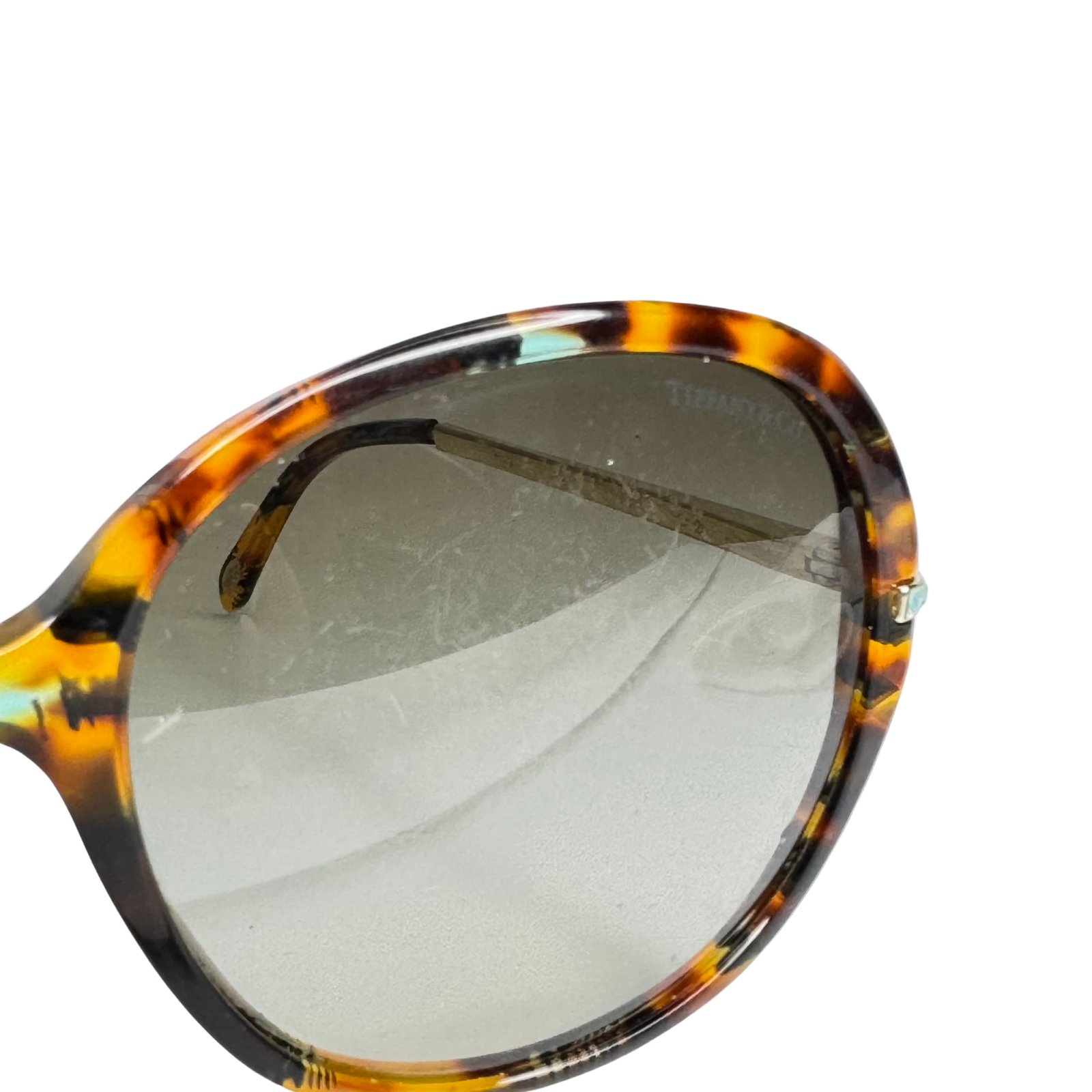 Tiffany & Co. Tortoiseshell Oversized Crystal Arm Sunglasses