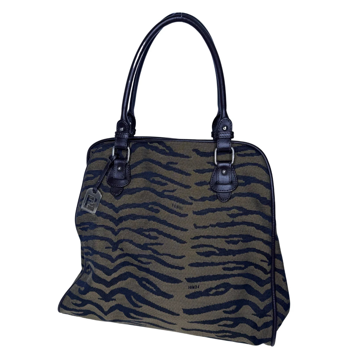 Fendi Leather-Trimmed Zebra Print Tote Bag – Brown - Lost Designer