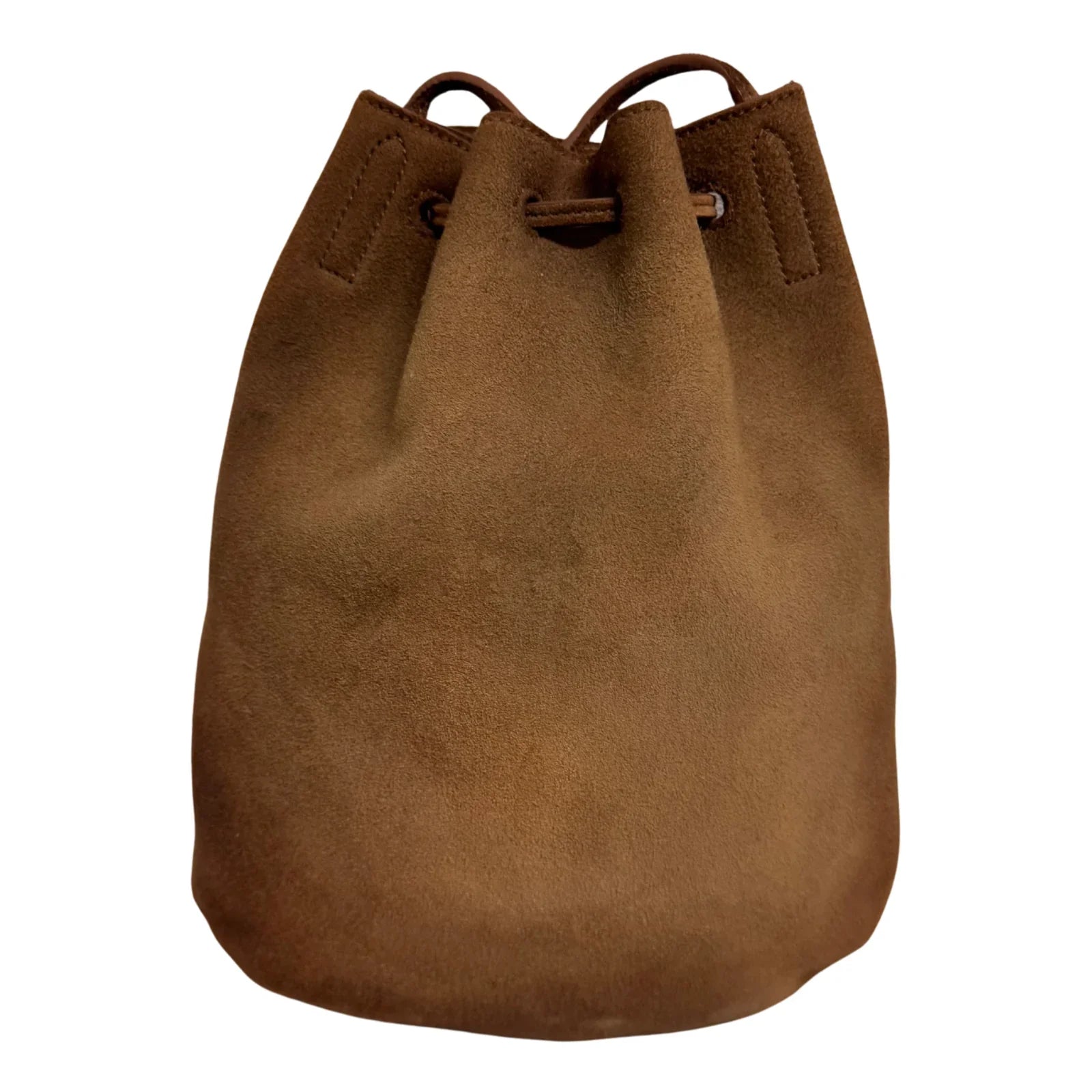 Yves Saint Laurent Jen Flat Bucket Leather Bag Camel