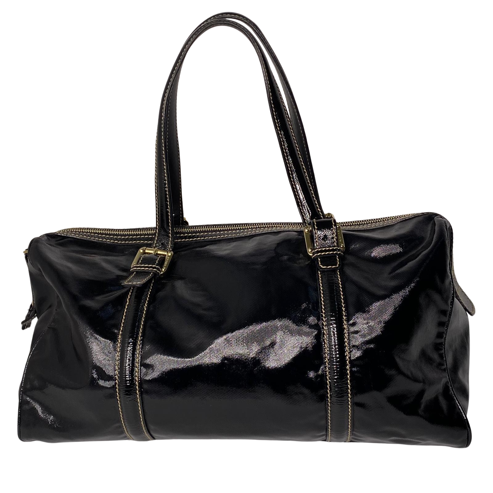 Gucci Dialux Medium Britt Boston GG Bag – Black Patent Leather