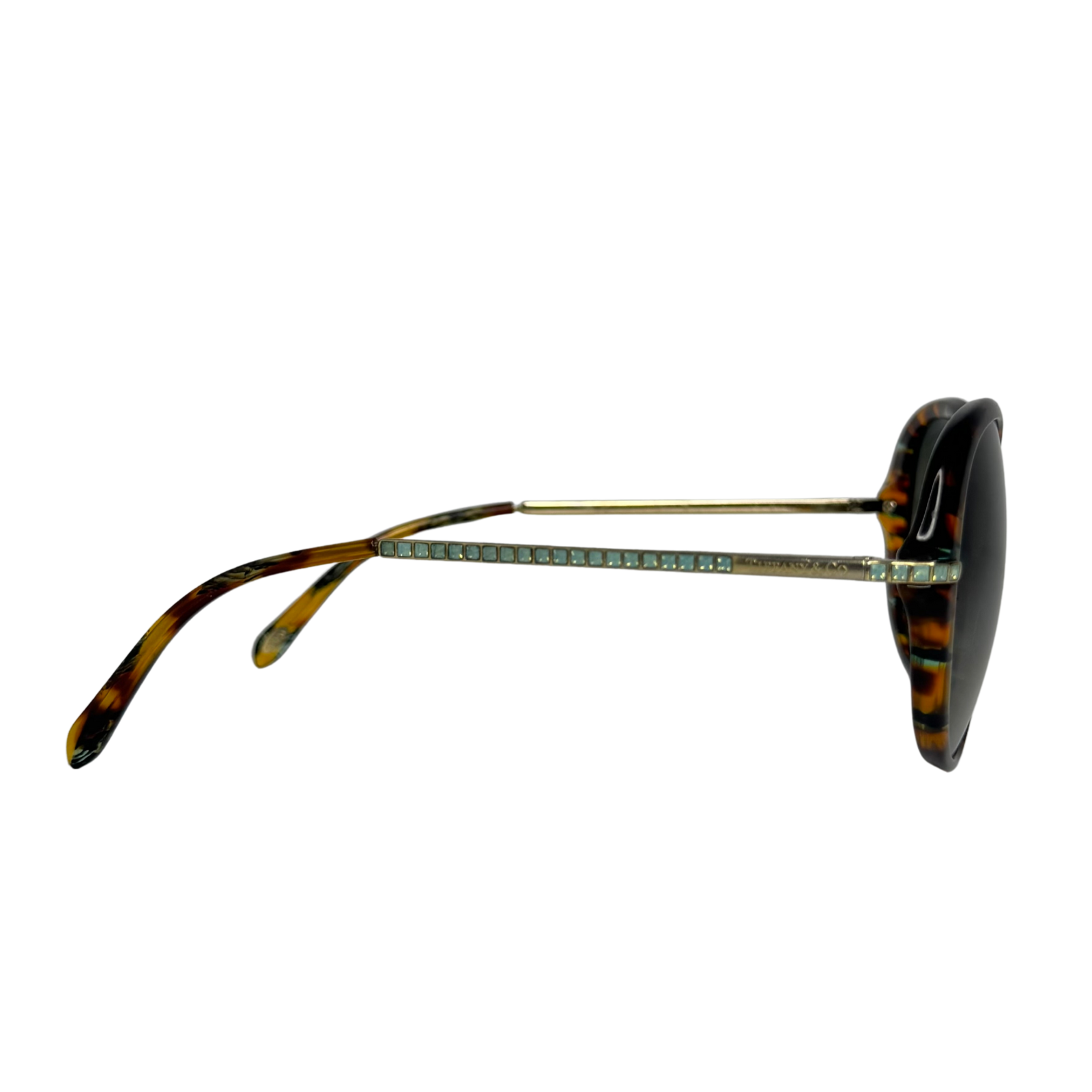 Tiffany & Co. Tortoiseshell Oversized Crystal Arm Sunglasses