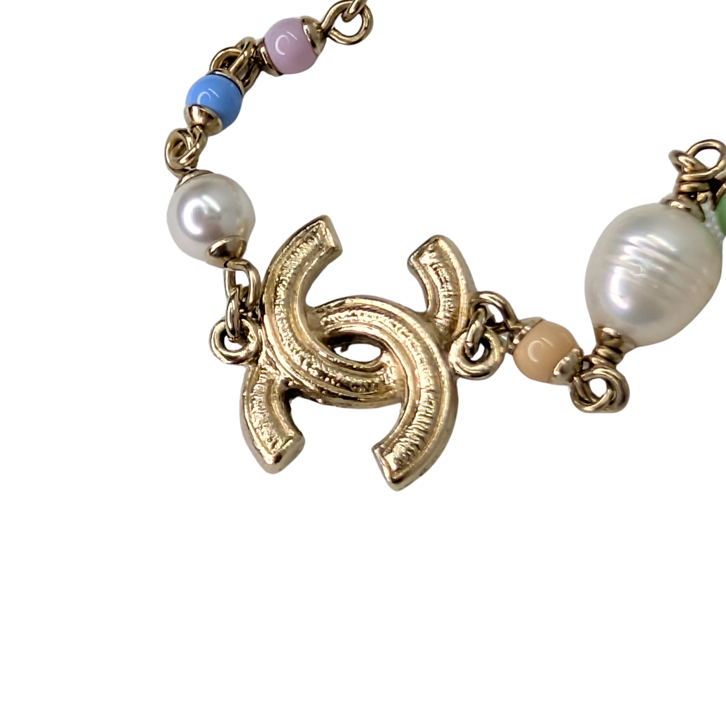 Chanel CC Charm Pearl & Multicolour Bead Sautoir Necklace