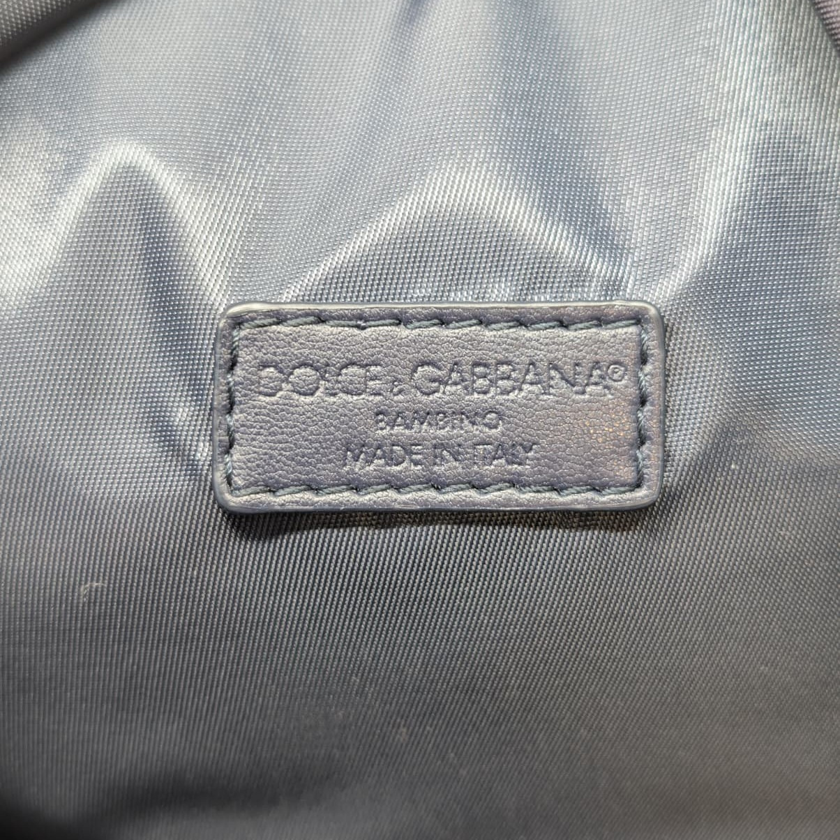 Dolce & Gabbana Backpack With Medal Print Nylon Navy Blue