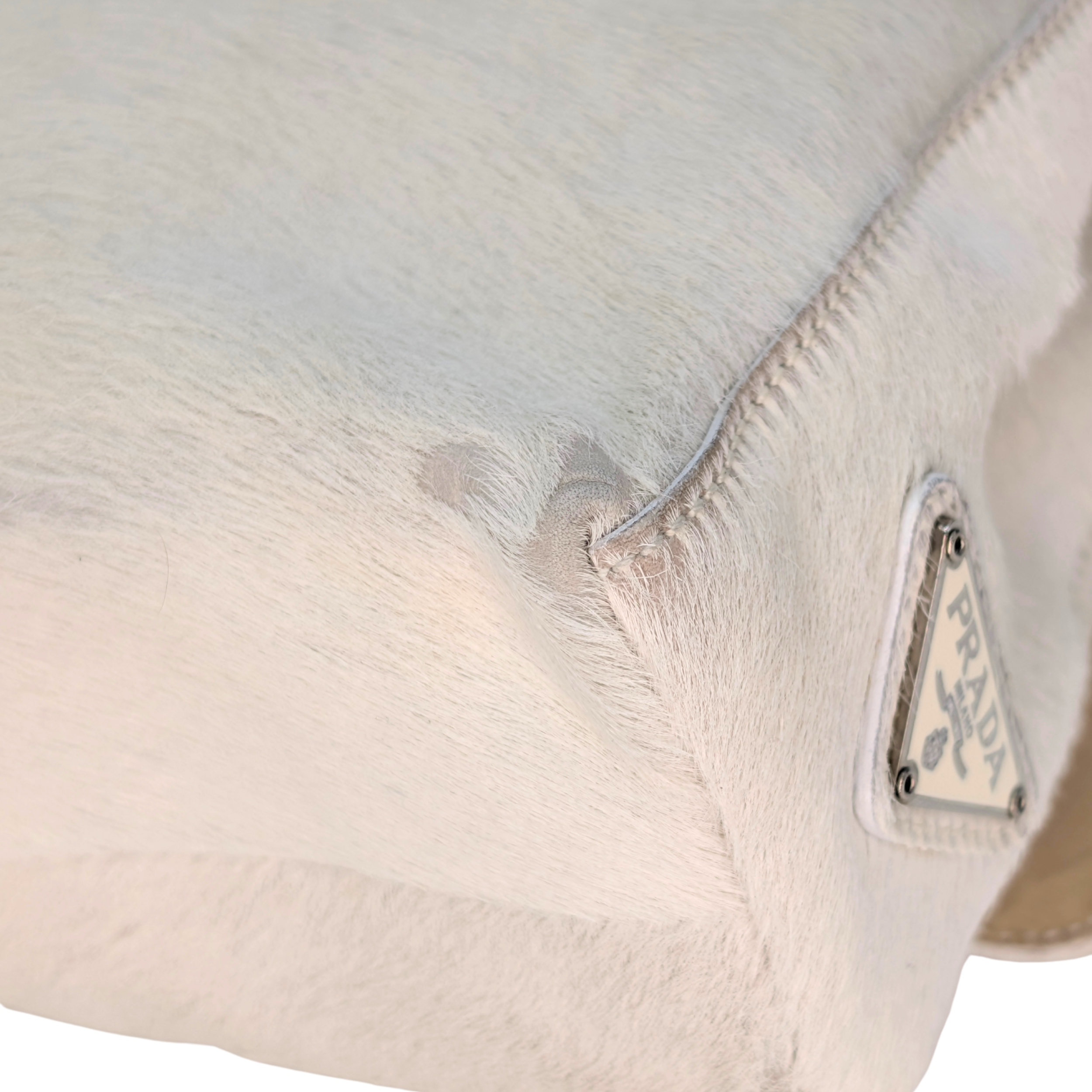 Prada Vintage Calfhair Shoulder Bag White