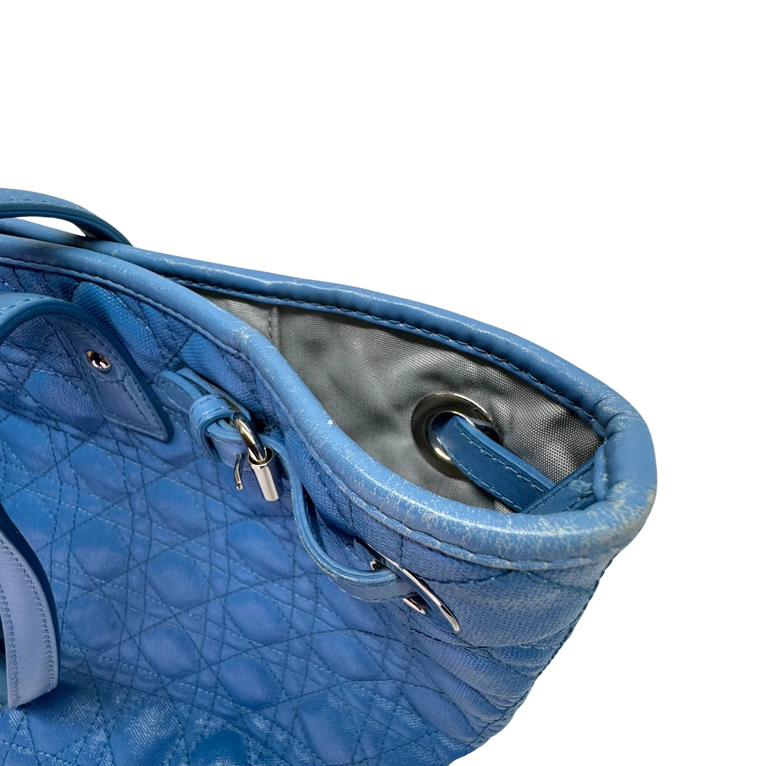 Dior Cannage Medium Panarea Tote Canvas Cobalt Blue - Lost Designer