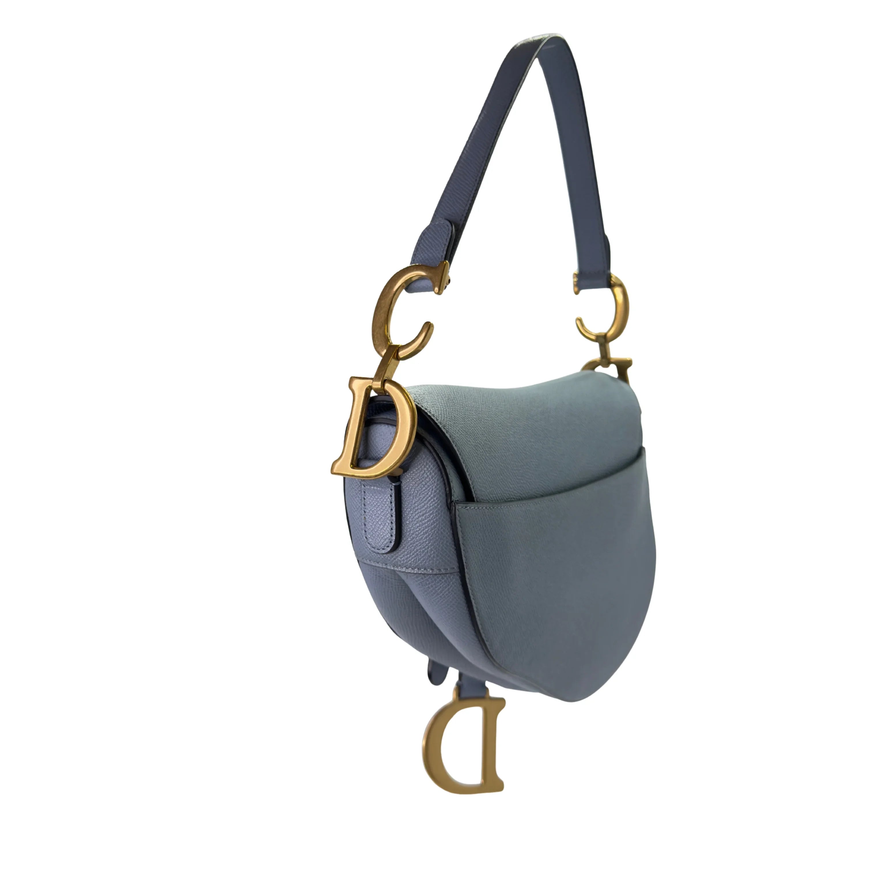 Dior Saddle Grained Calfskin Medium Handbag Blue - Lost Designer