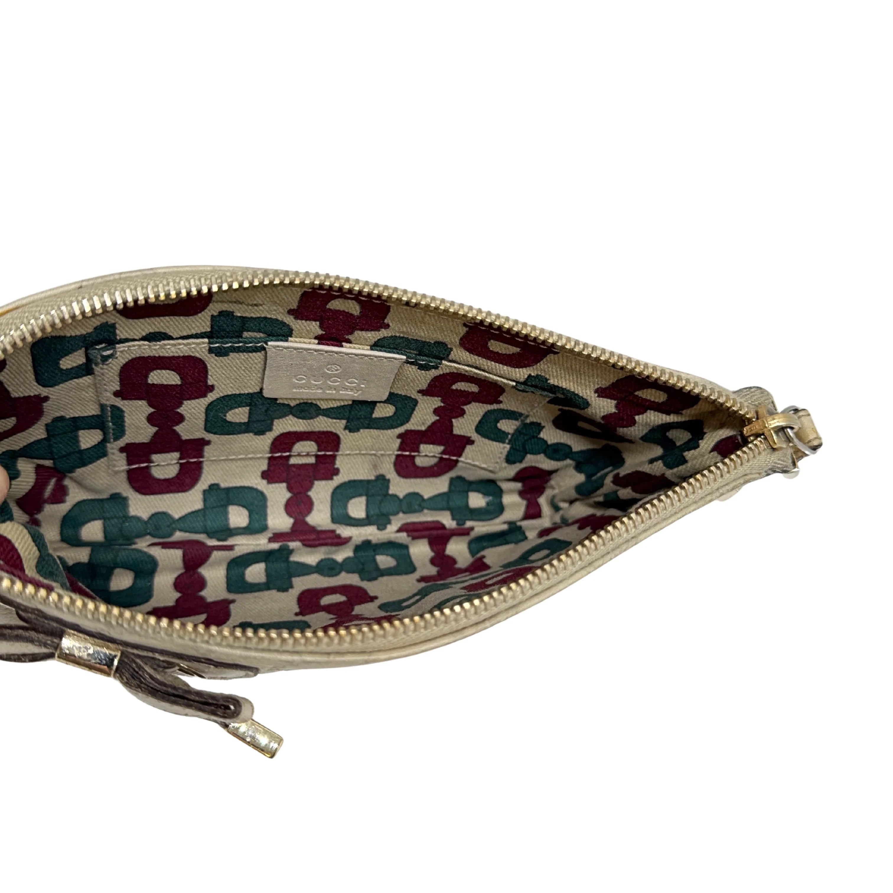 Gucci Monogram Small Pochette Clutch Bag Leather Beige - Lost Designer