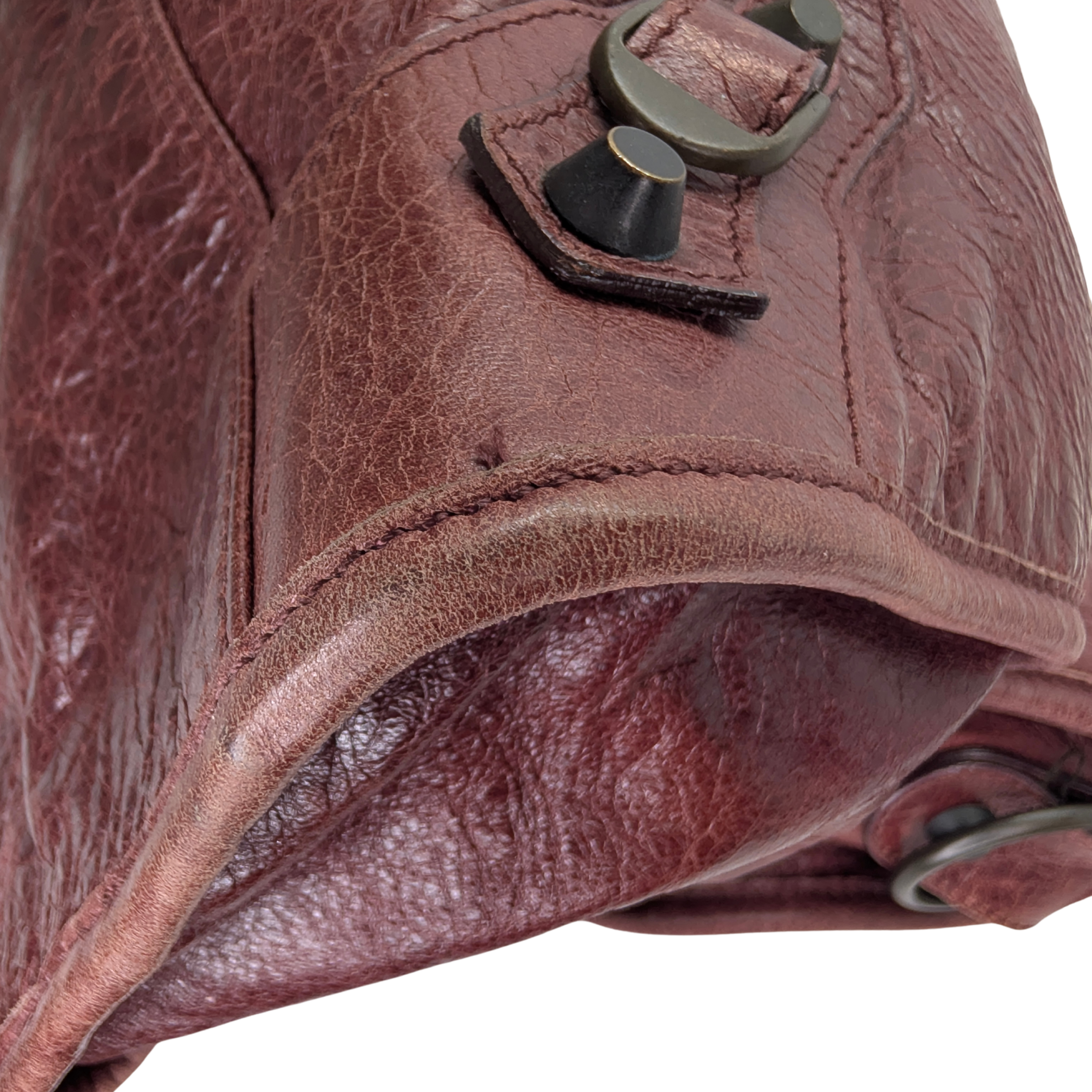 Balenciaga Motorcycle City Shoulder Bag Dark Burgundy