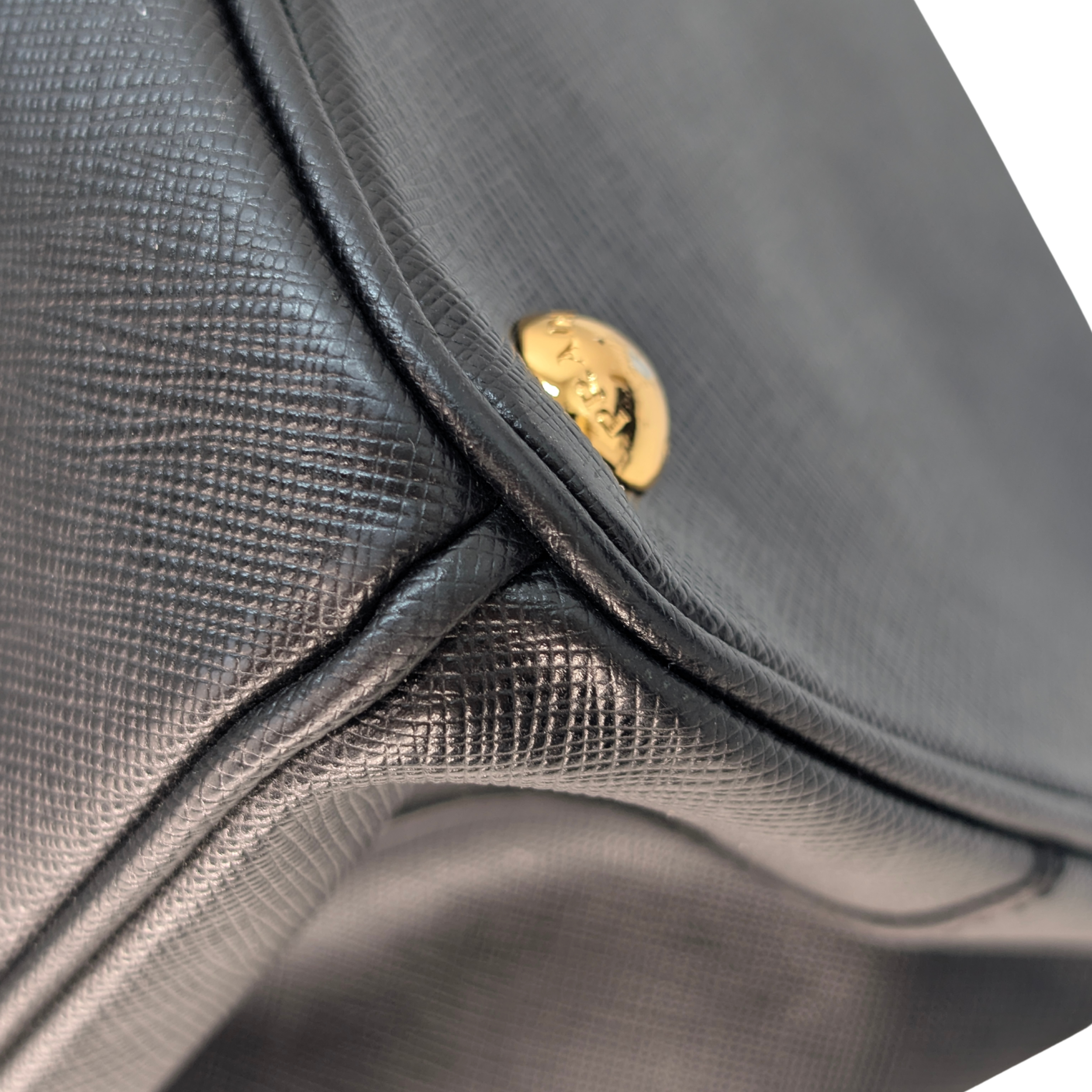 Prada Saffiano Lux Medium Galleria Double Zip Tote Bag Black X White