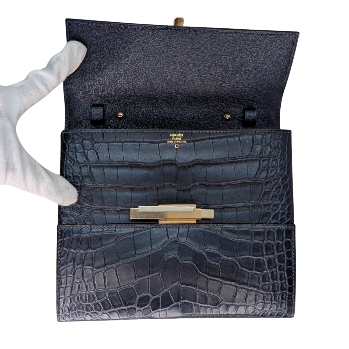 Hermes Cinhetic To Go Alligator Bleu Marine GHW Stamp Z