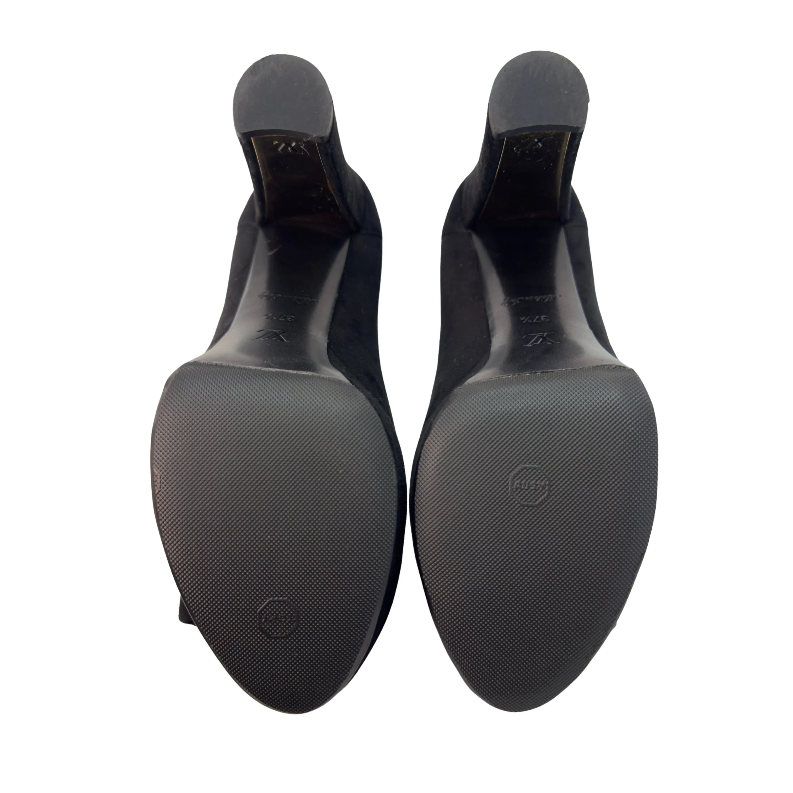 Louis Vuitton Suede Last Dance Pumps Heels Black 37.5 - Lost Designer