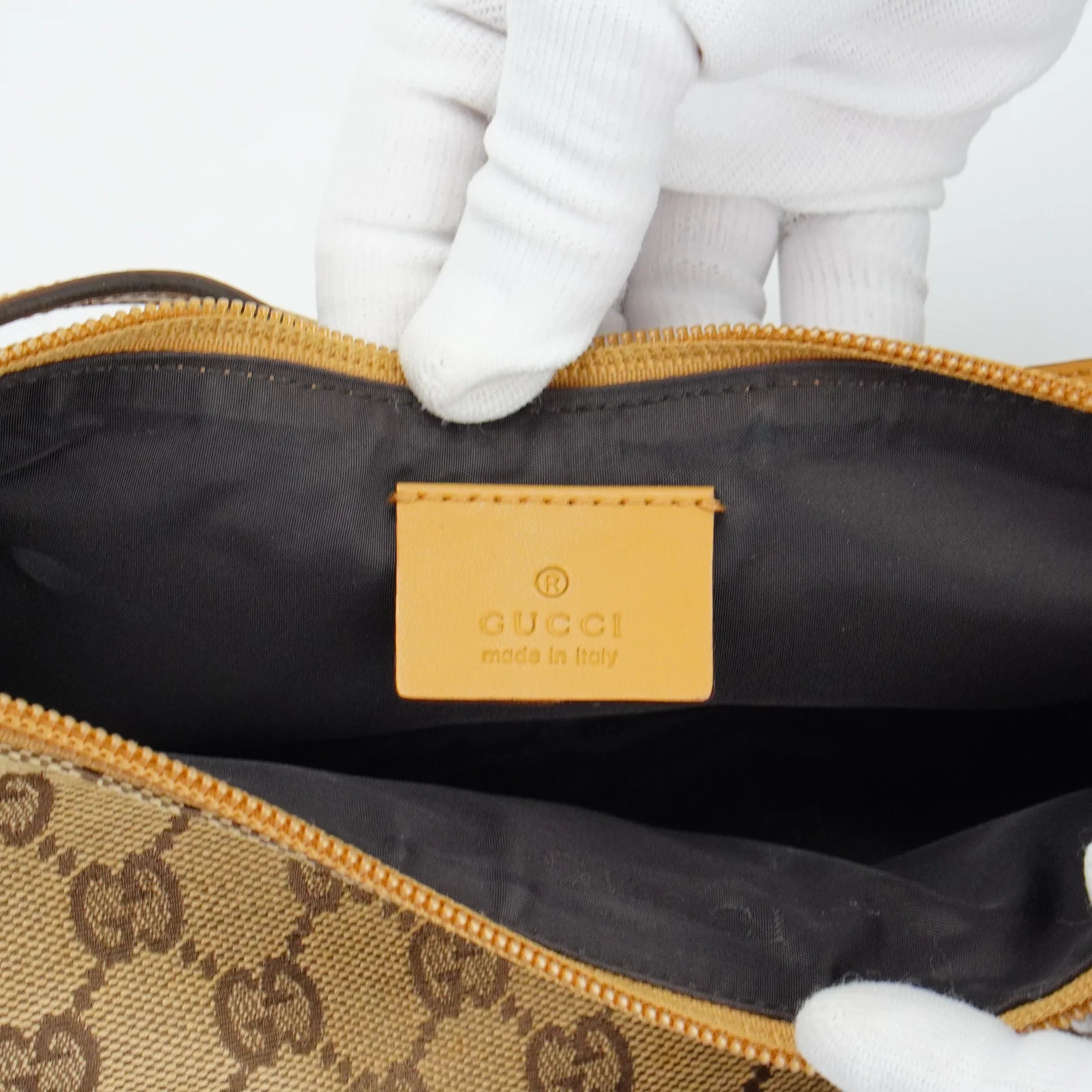 Gucci Beige GG Monogram Boat Pochette Bag