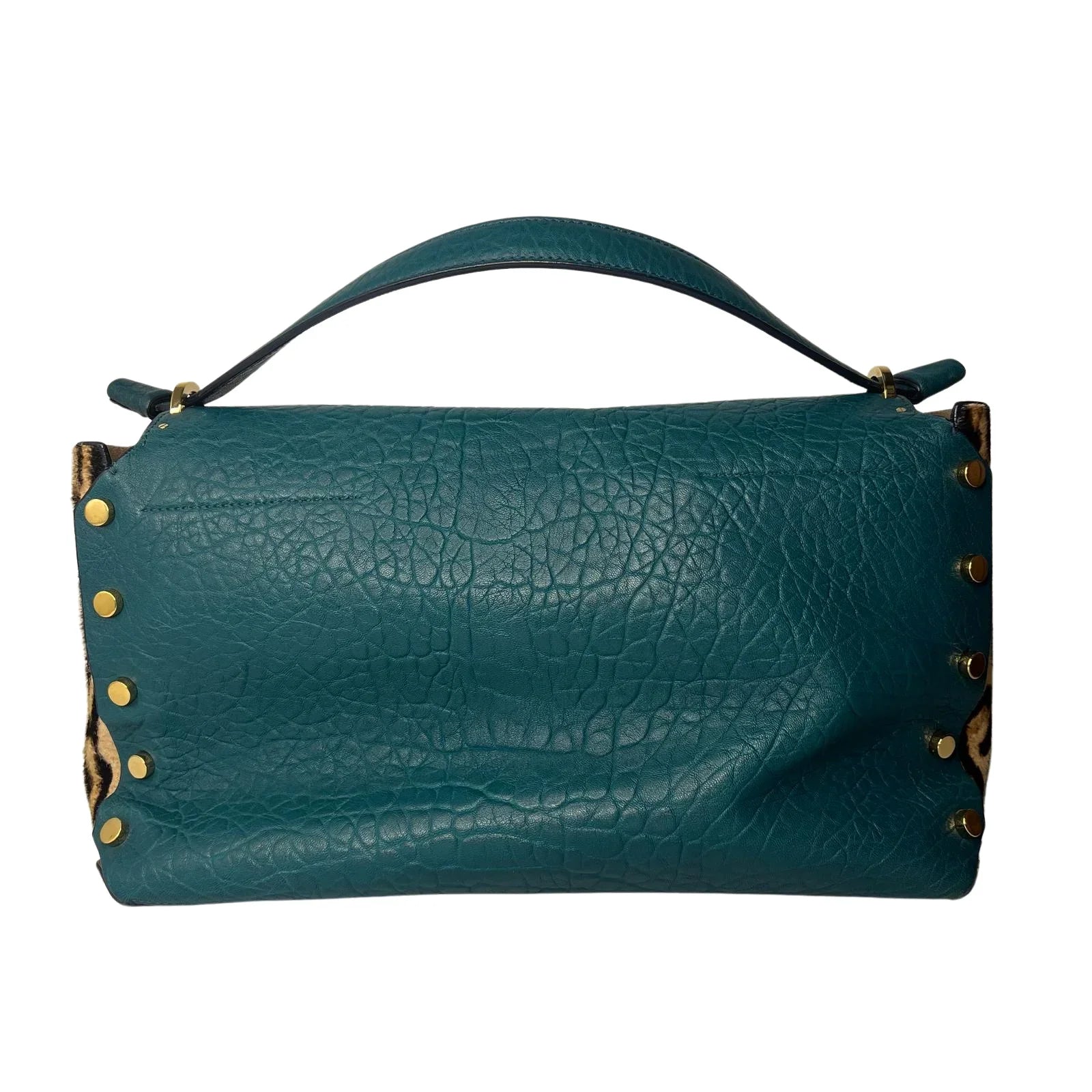 Jimmy Choo Lockett/XB Medium Bag – Teal Leather & Leopard Pony Hair