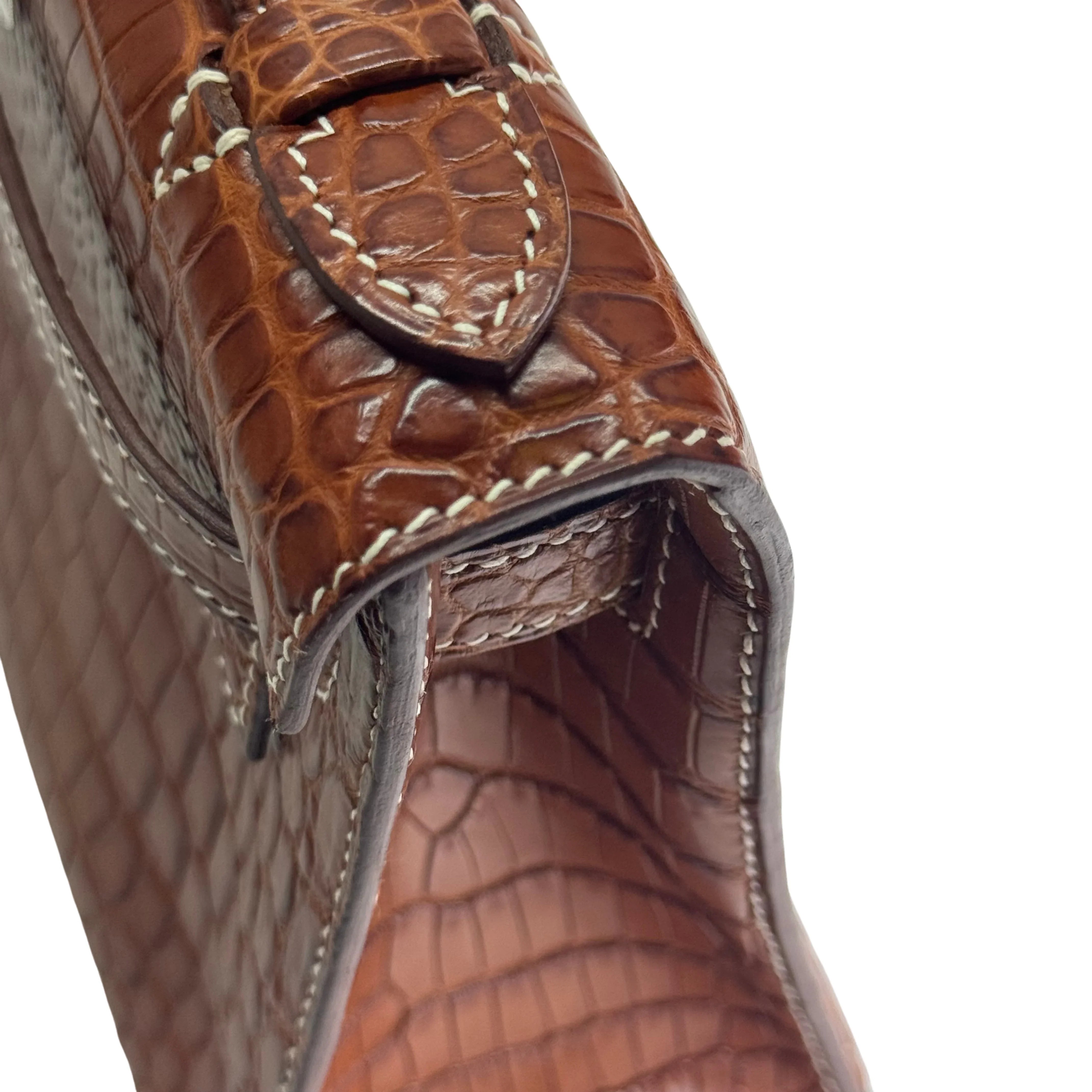 Hermes Kelly Pochette Fauve Niloticus Crocodile PHW □ J Stamp - Lost Designer