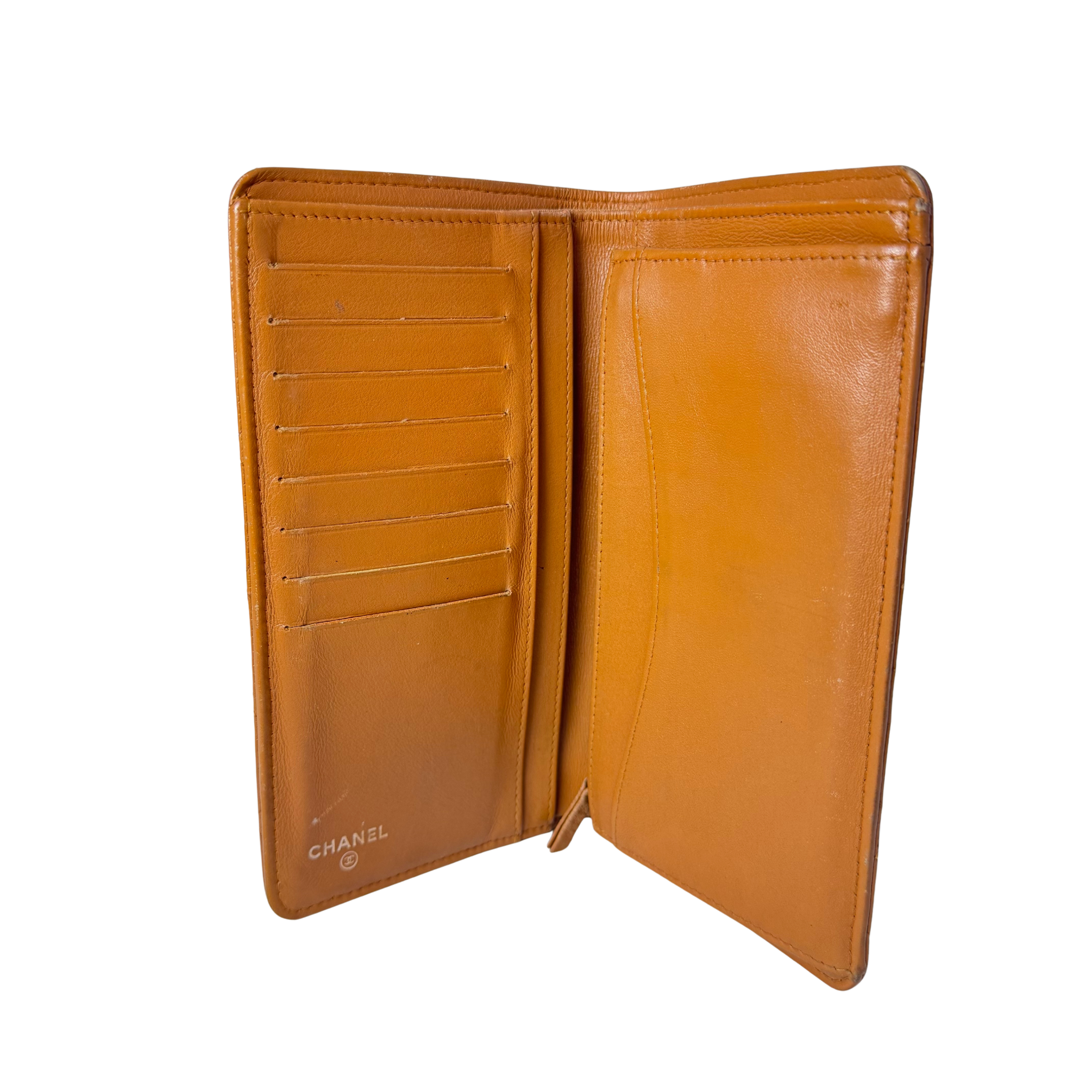 Chanel Grained Leather Wallet Brown