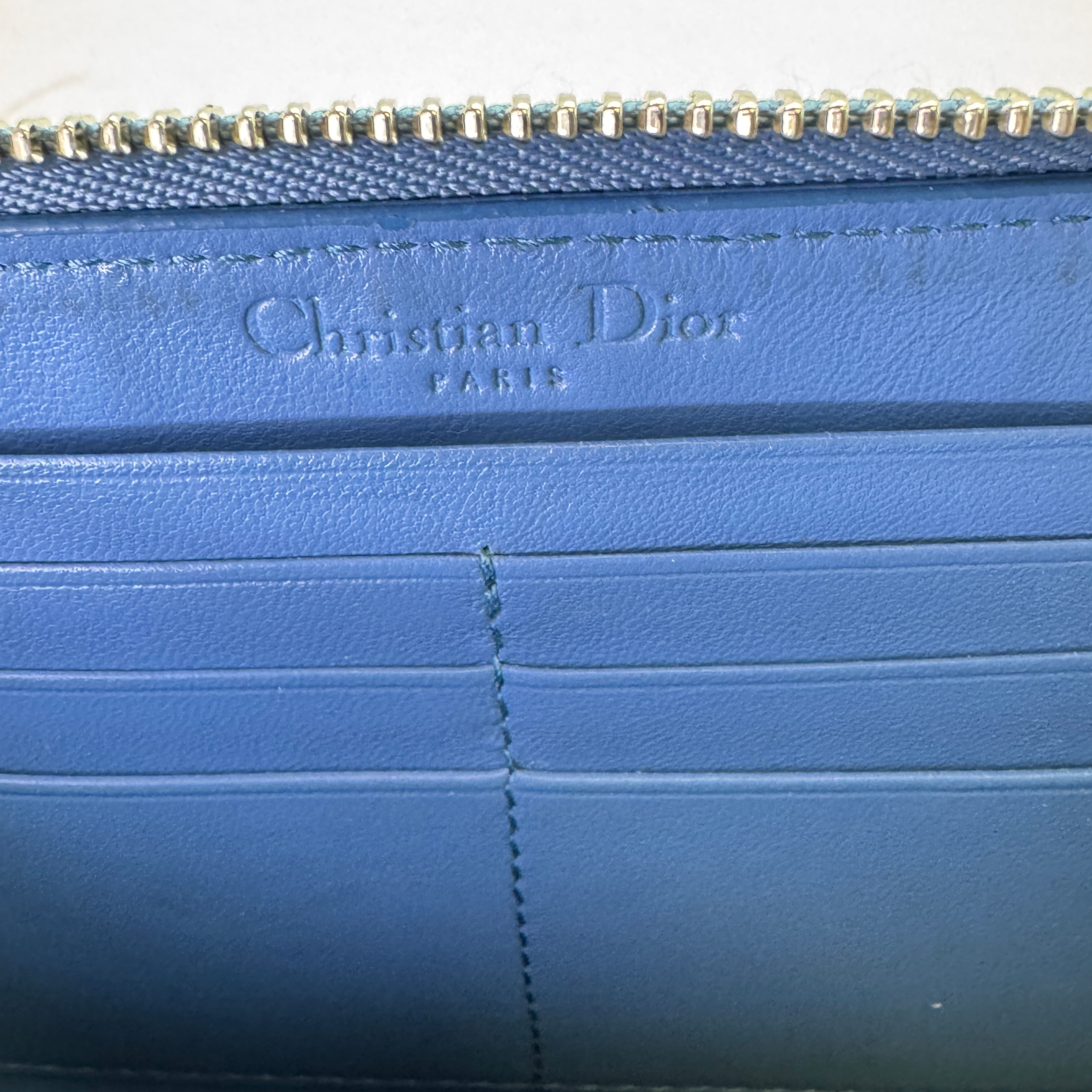 Dior Lambskin Cannage Wallet Blue