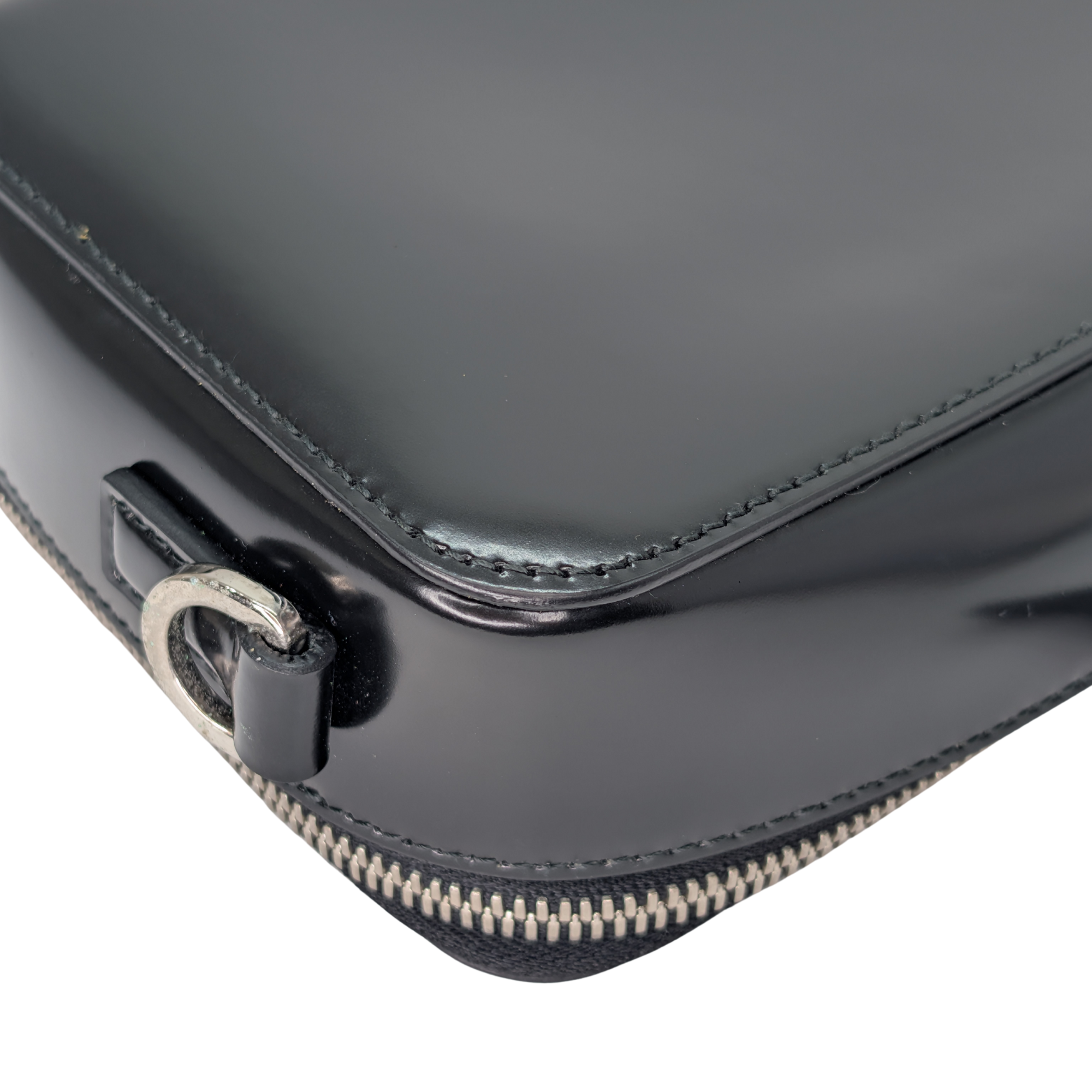 Prada Brique Crossbody Bag Leather Black