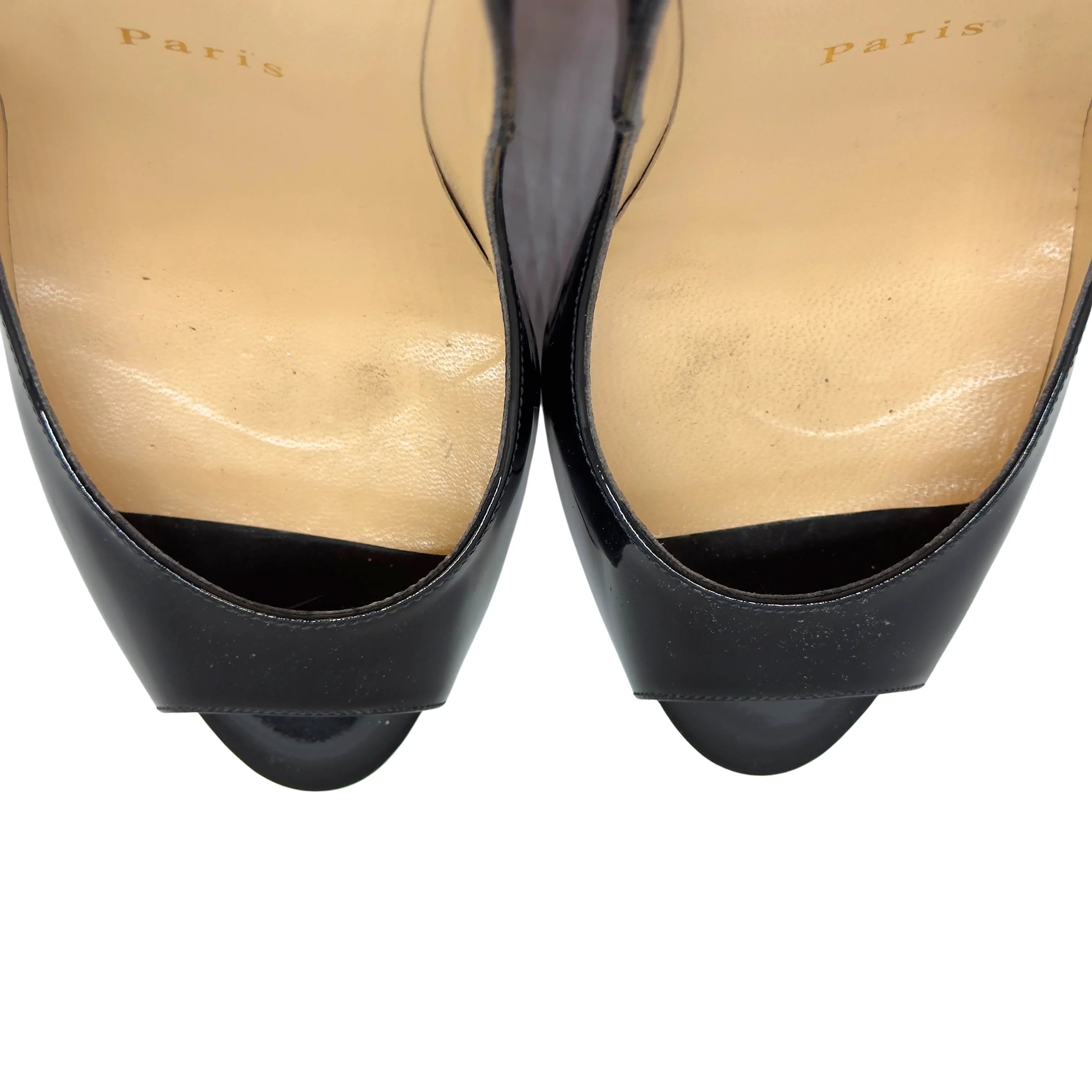 Christian Louboutin Lady Peep Red Bottom Pumps Black 38 - Lost Designer