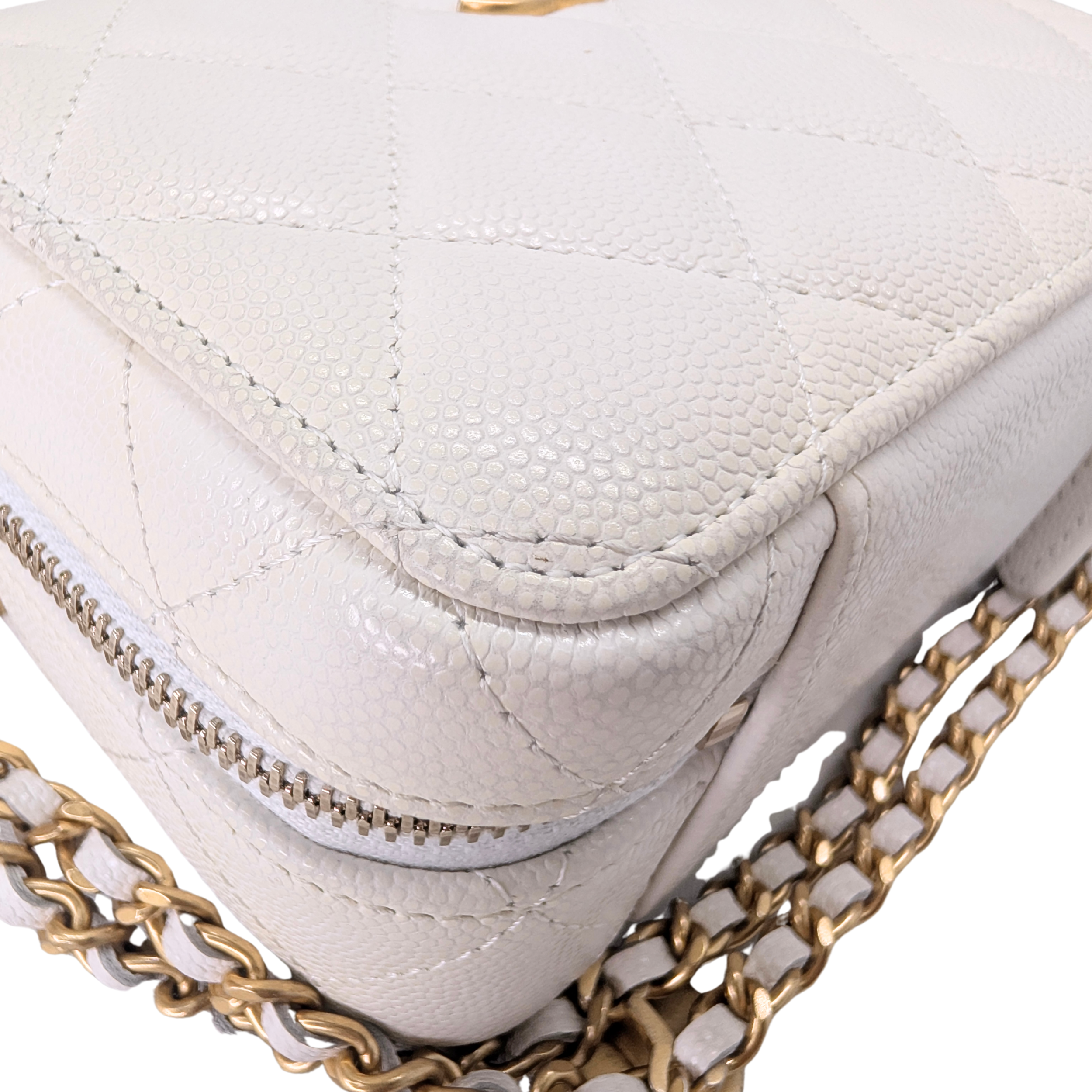 Chanel Mini Vanity with Chain Camera Bag Caviar White