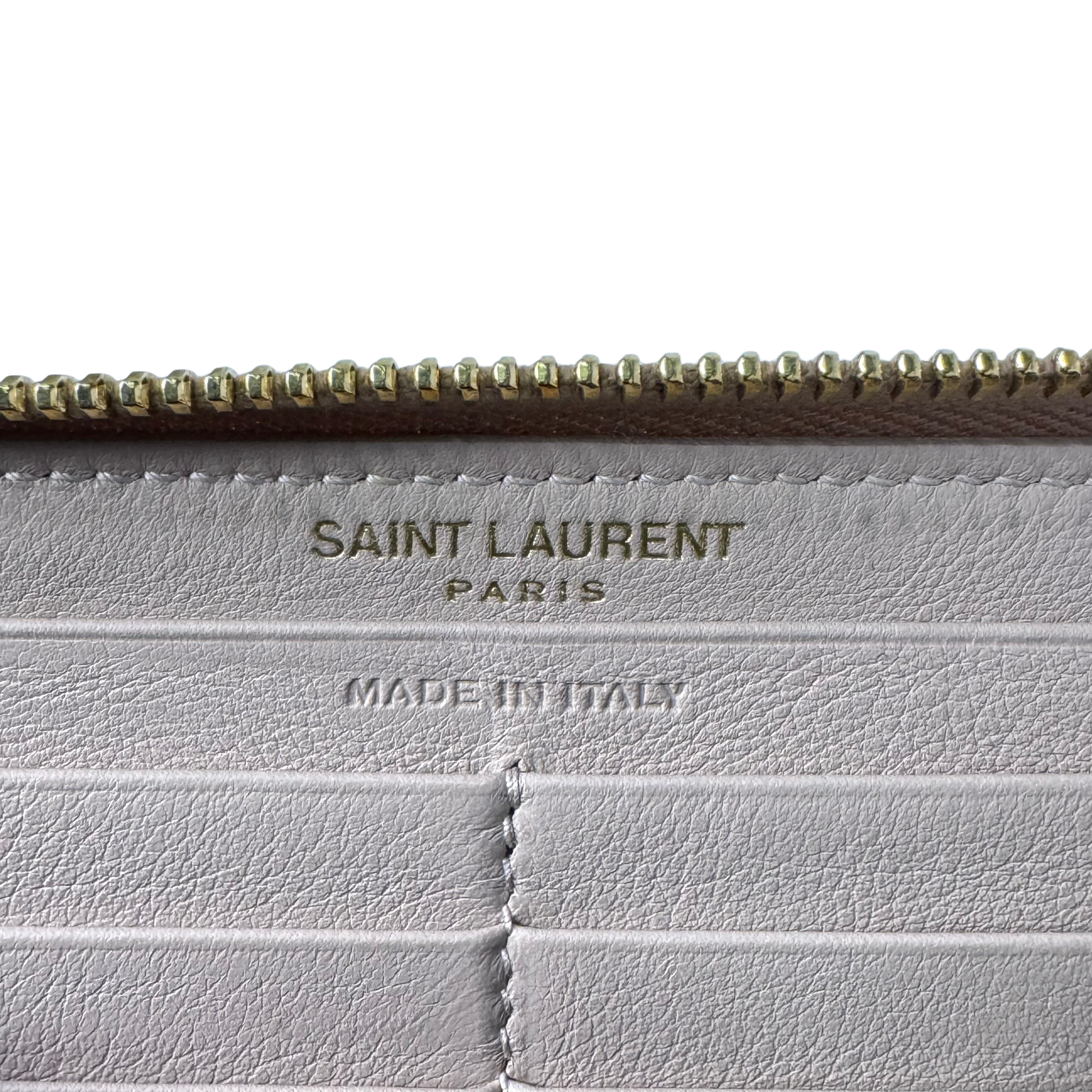 Yves Saint Laurent Smooth Calfskin Long Beige Wallet