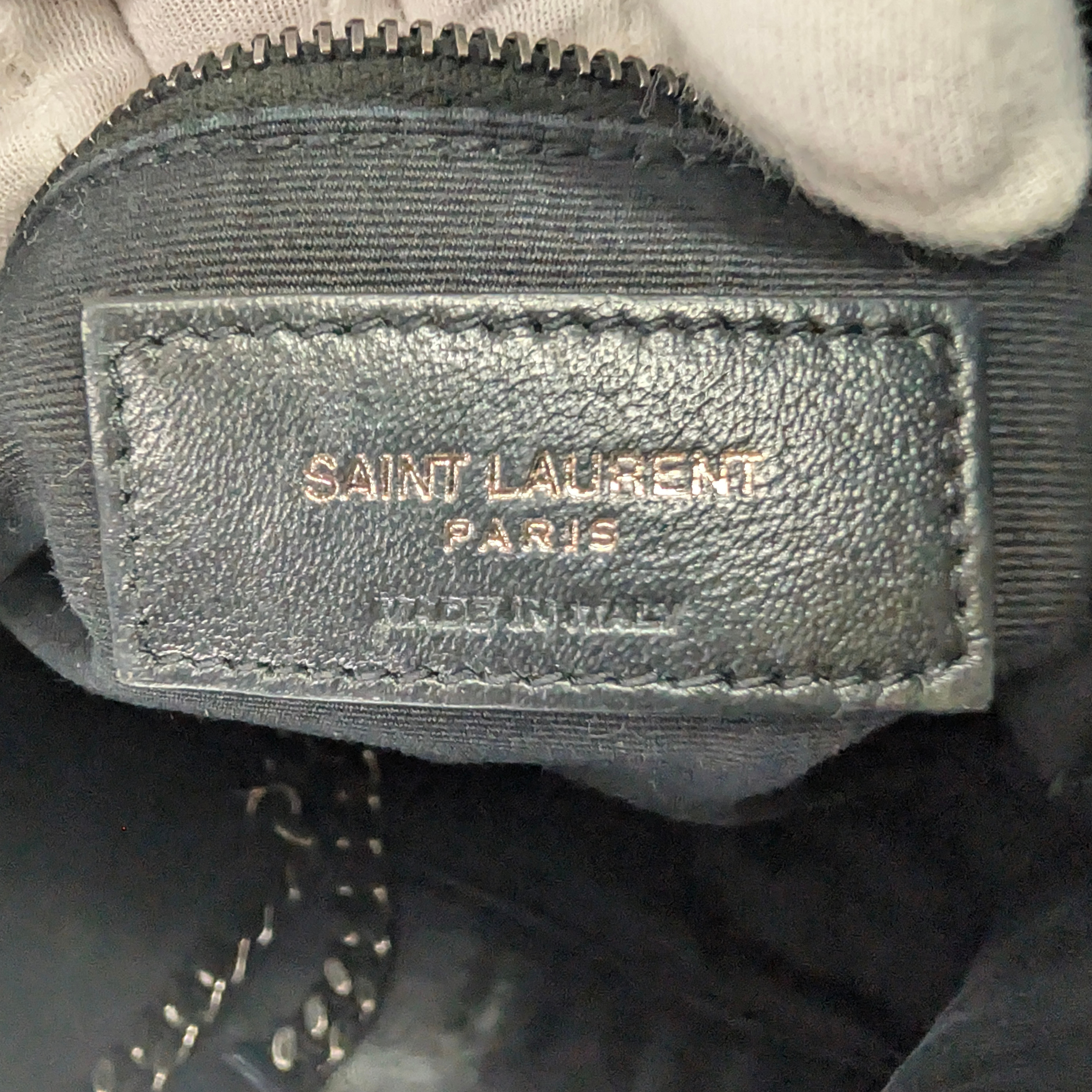 Saint Laurent Crinkled Leather Niki Shopper Tote Navy