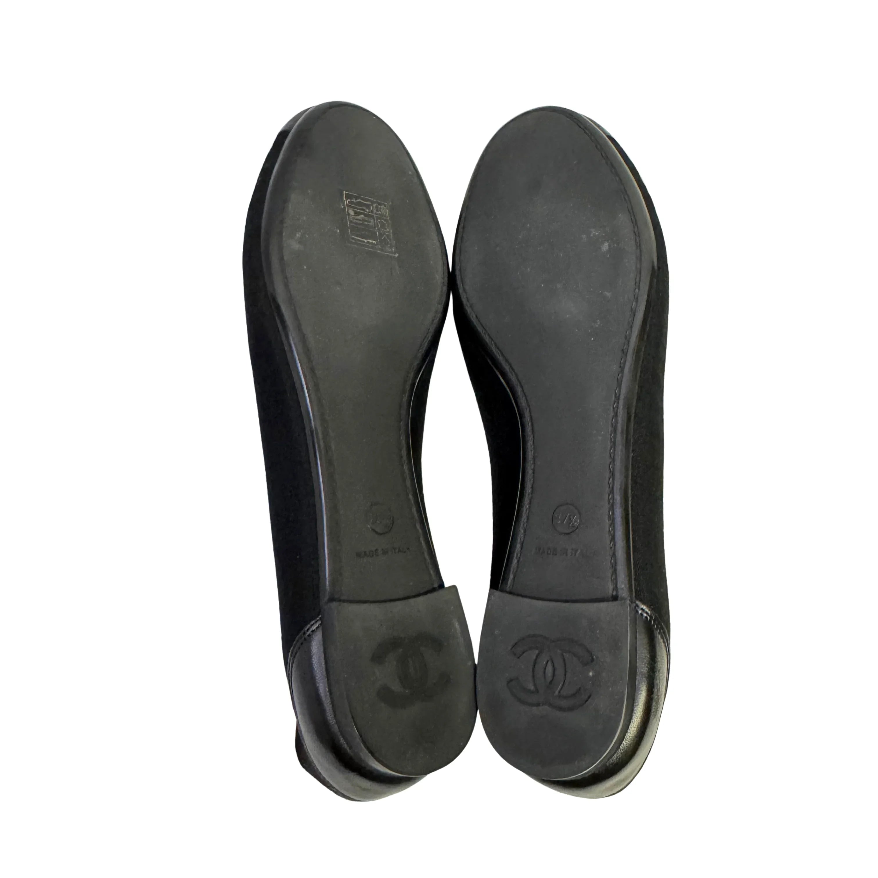 Chanel Ballet Flats Canvas Black 37.5 - Lost Designer