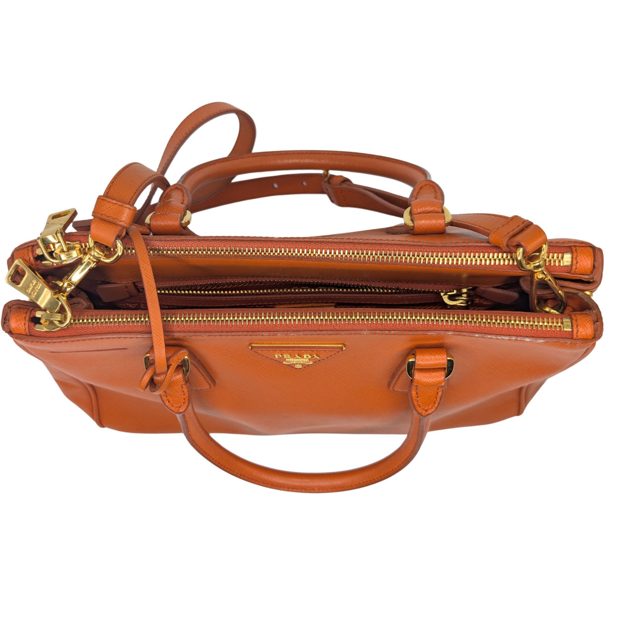 Prada Galleria Handbag Saffiano Leather Orange
