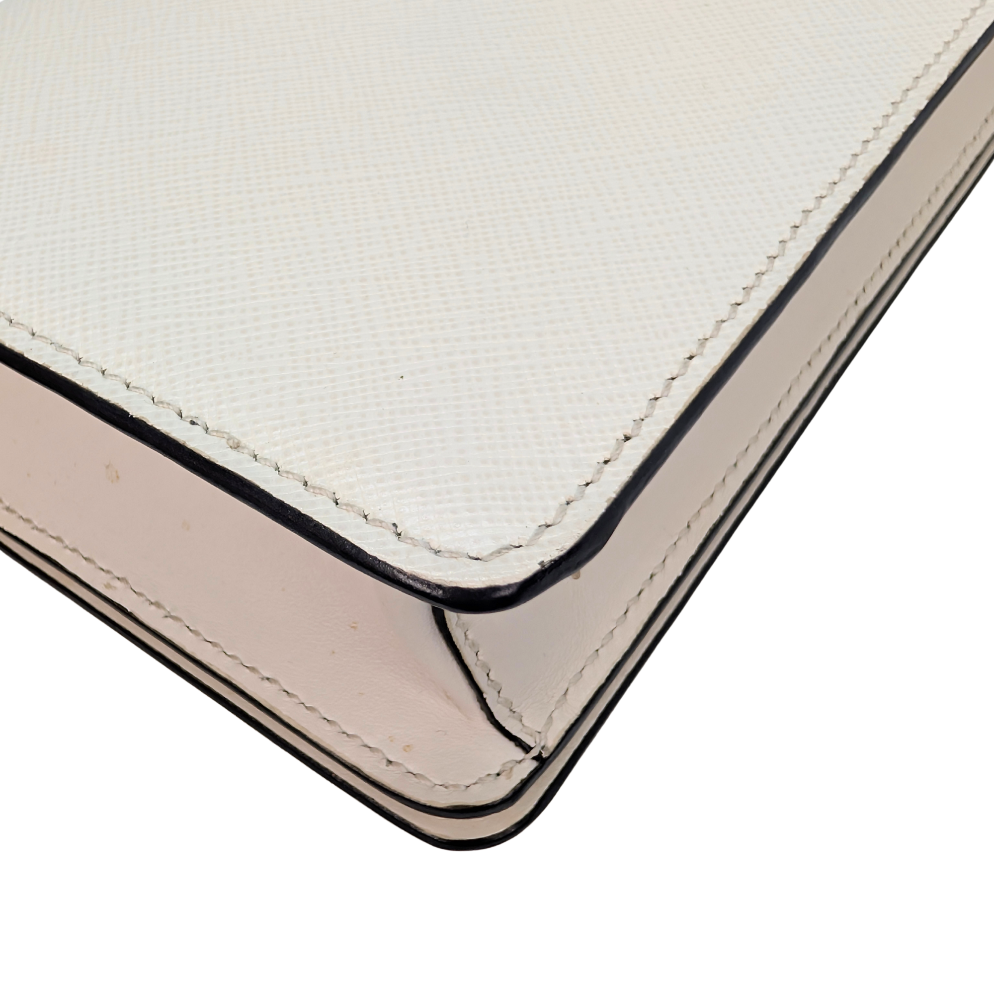 Prada Saffiano White Small Chain Bag White