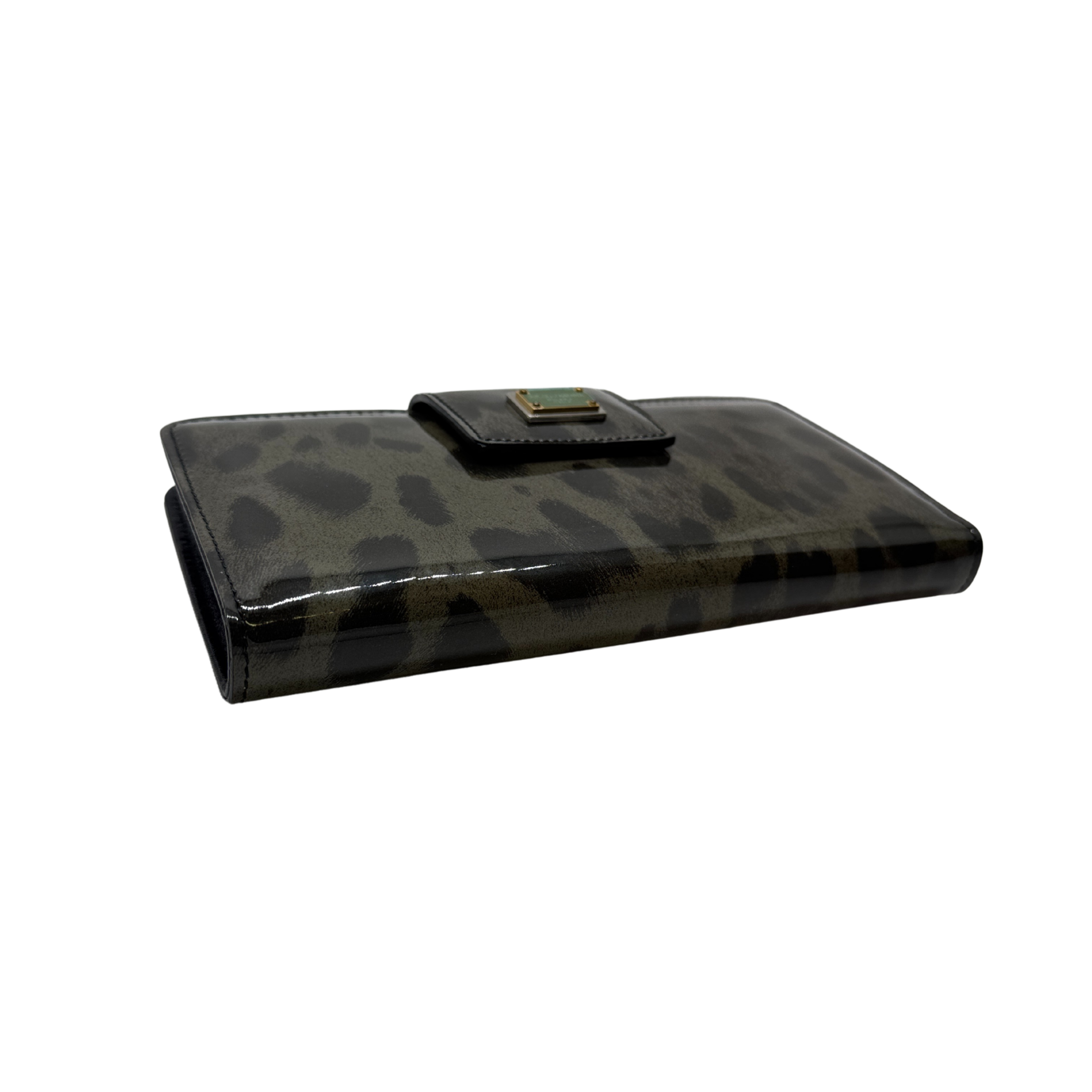 Dolce & Gabbana Leopard Print Leather Wallet Khaki