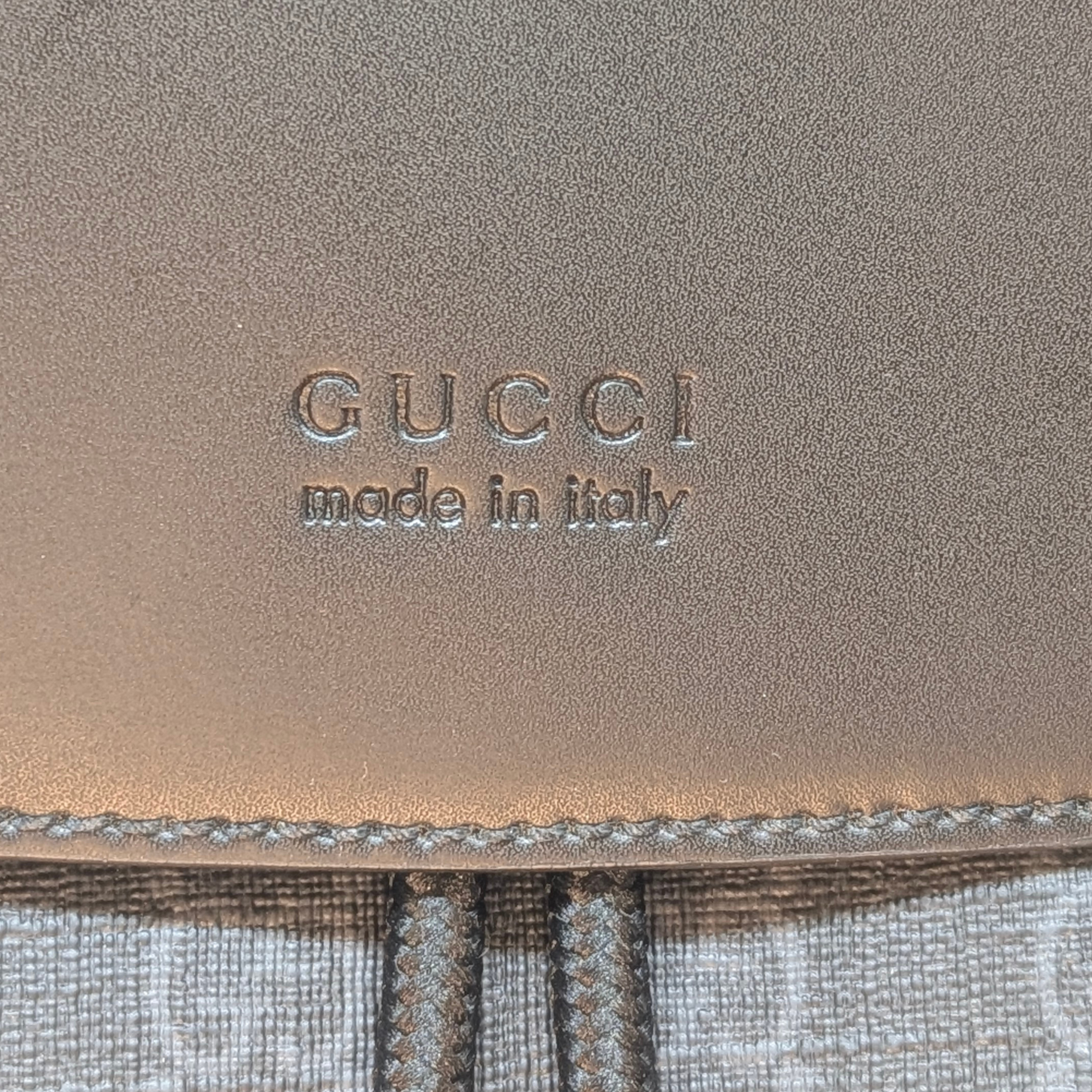 Gucci GG Supreme Monogram Calfskin Web Double Buckle Backpack Black