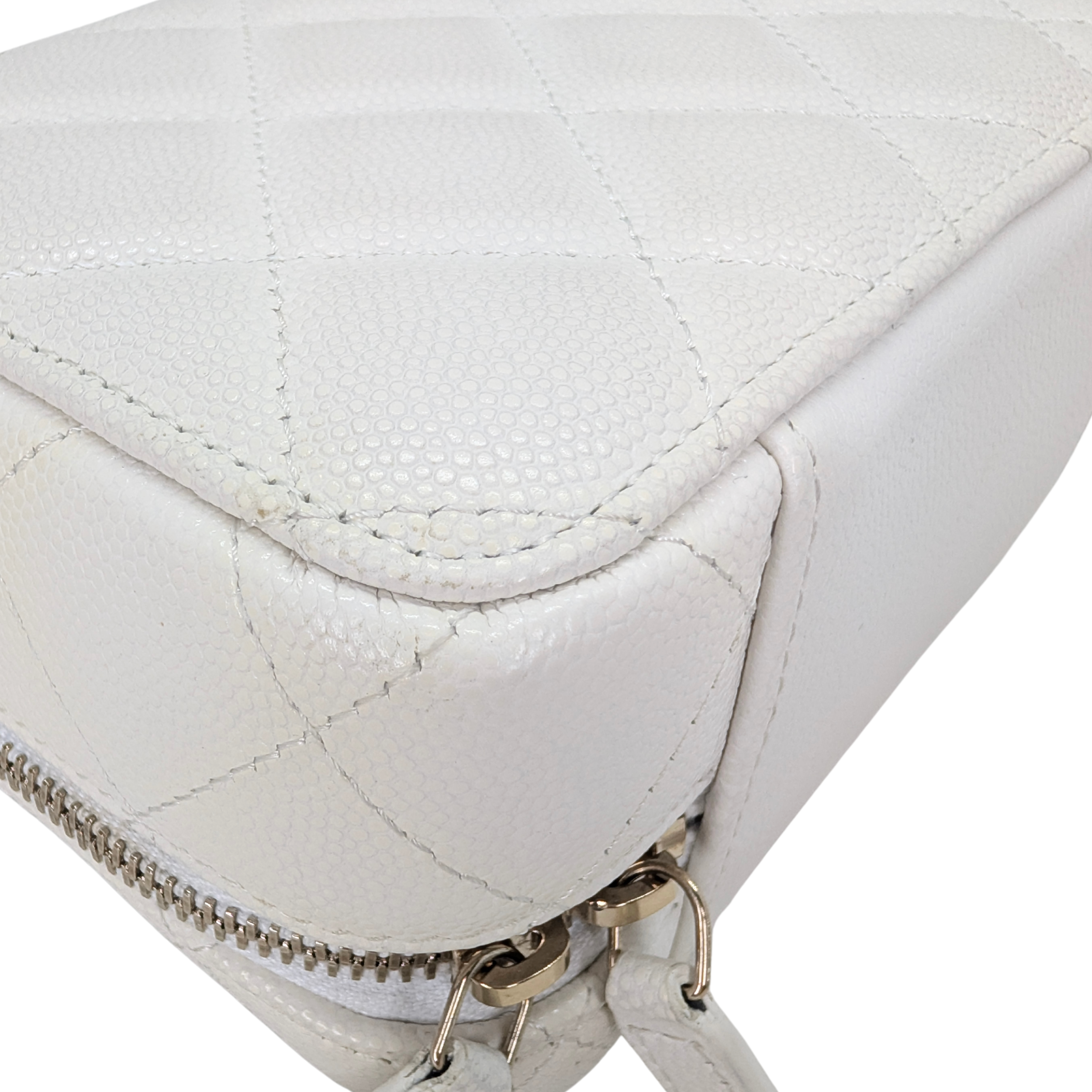 Chanel Mini Vanity with Chain Camera Bag Caviar White