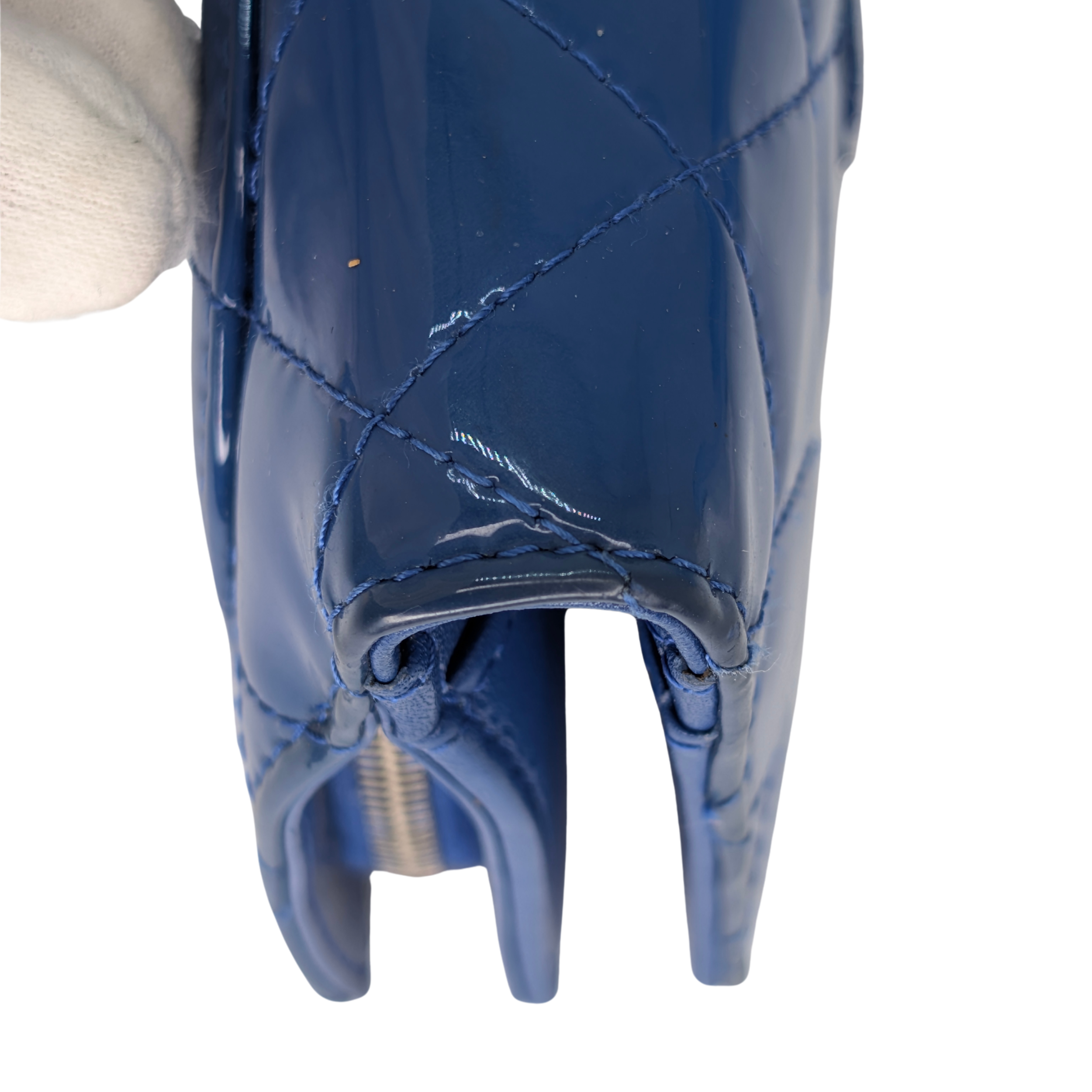 Chanel CC Quilted Patent Leather Flap Long Wallet Blue