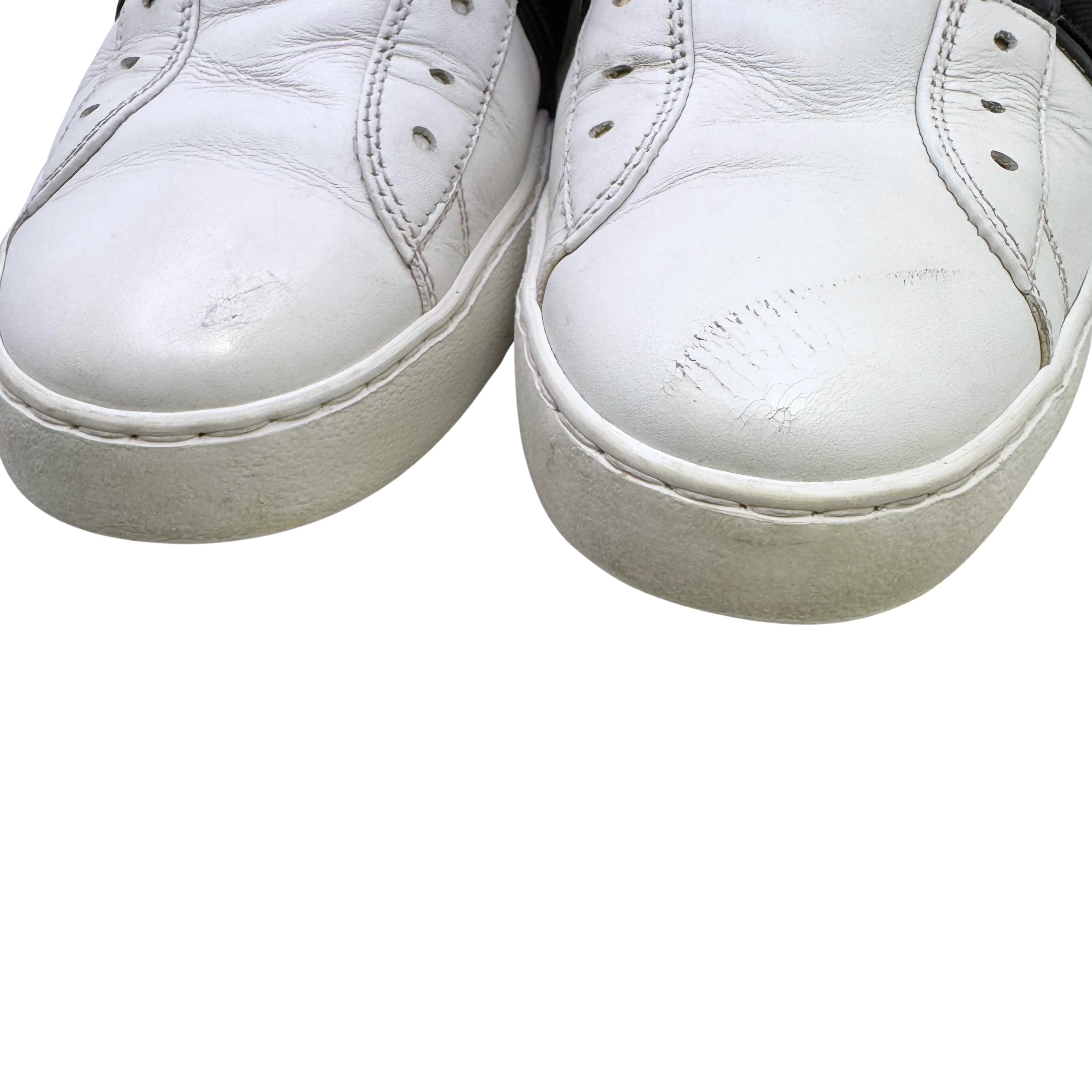 Valentino Open Slip On Sneaker White & Black Women's Size 38