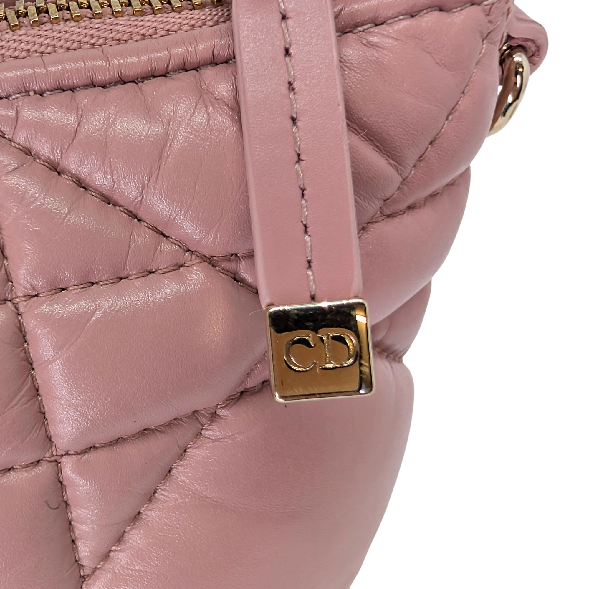 Dior Macrocannage Nomad Travel Pouch Bag Calfskin Pink