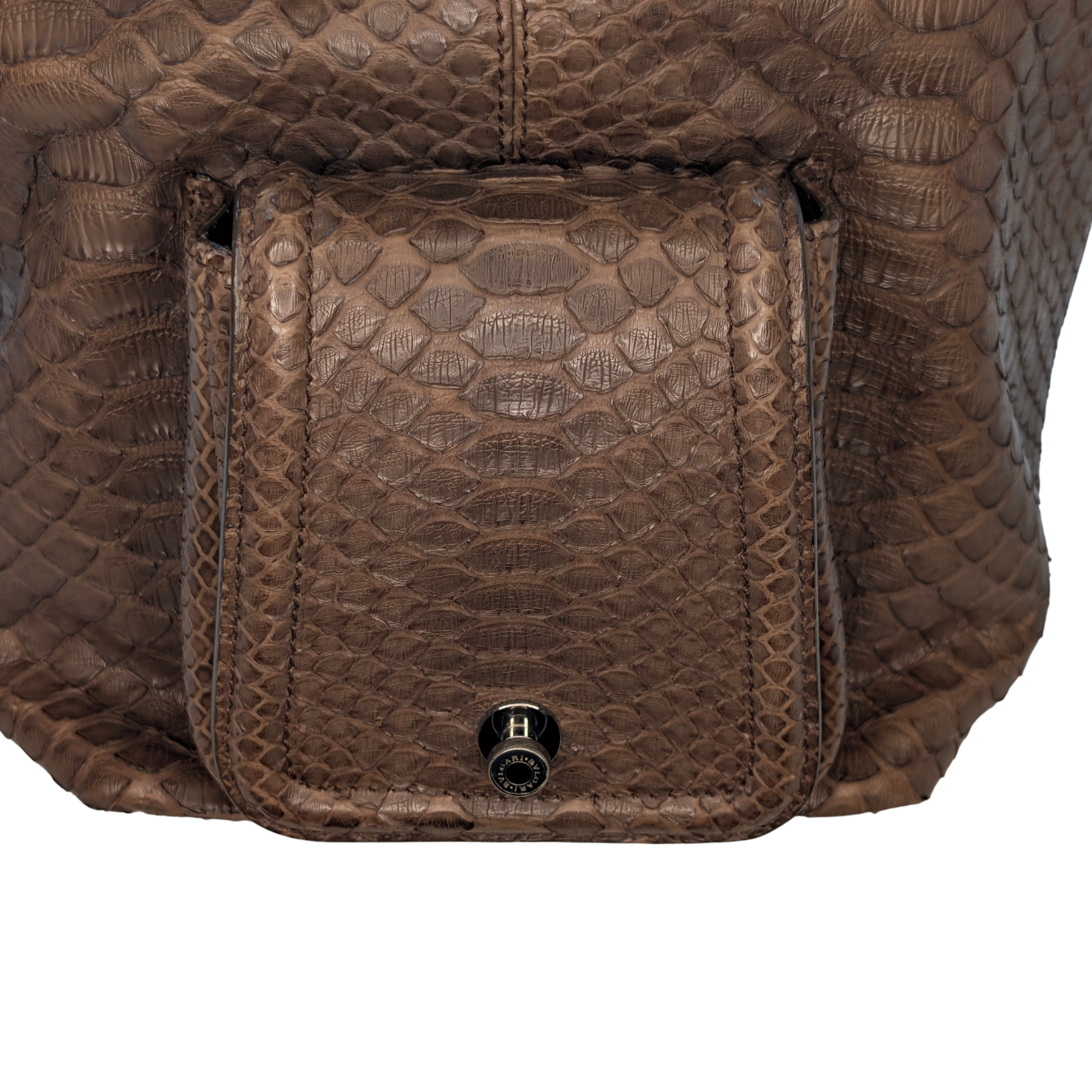 Bvlgari Limited Edition Brown Python Leather Chain Shoulder Bag