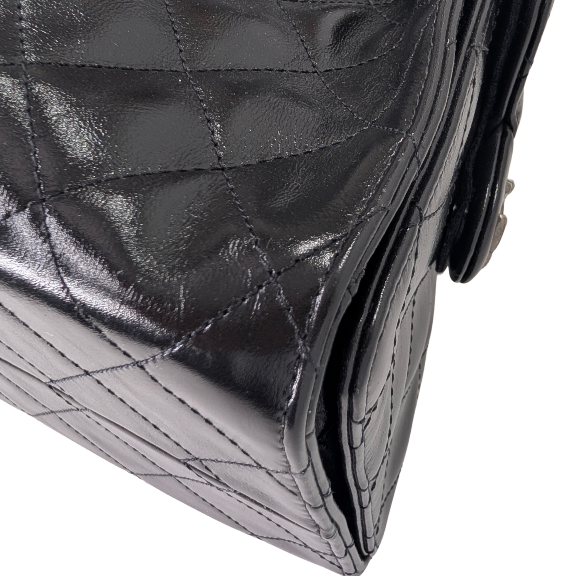 Chanel Small 25 Gold Tone Crumpled Calfskin Handbag Black