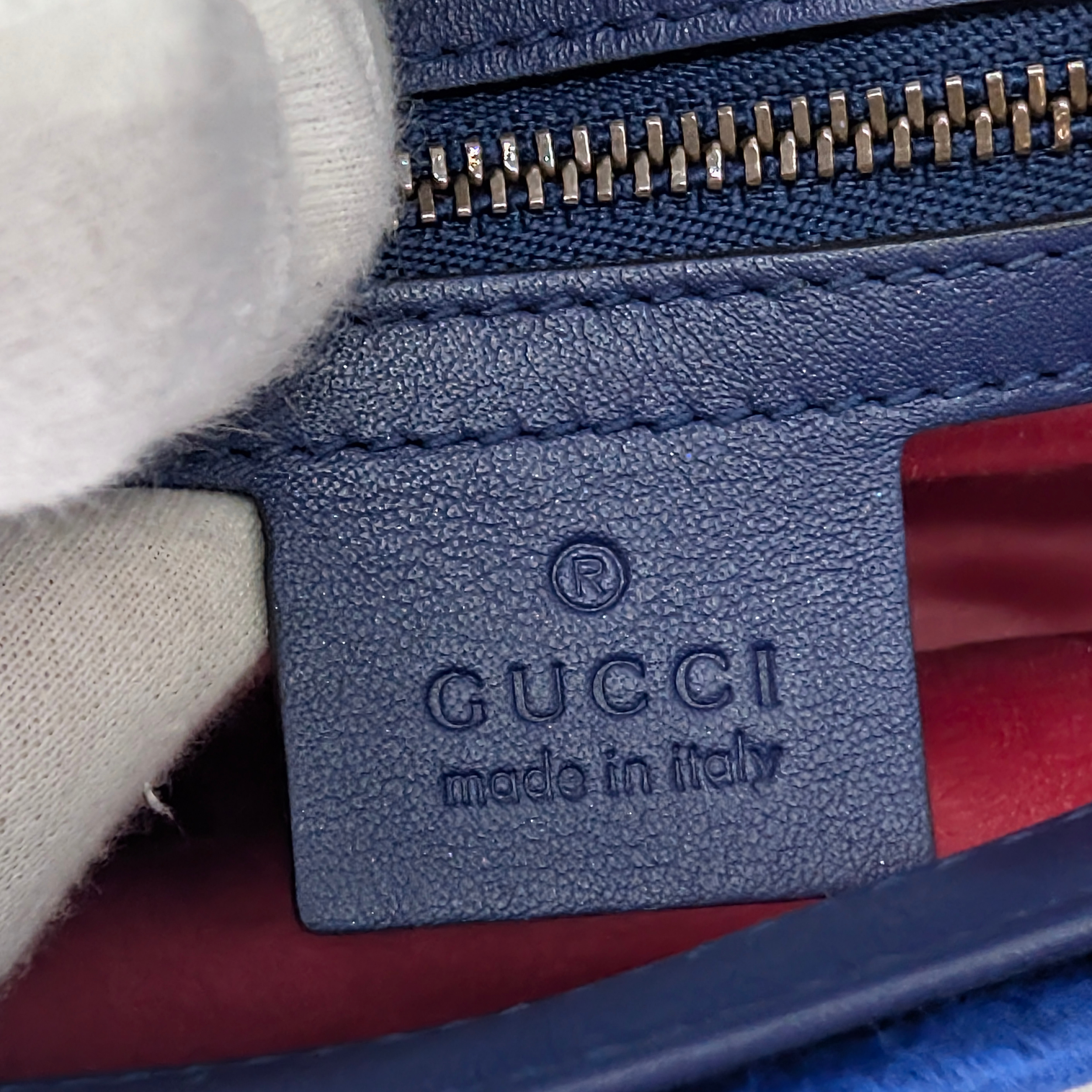 Gucci Marmont GG Velvet Matelasse Small Shoulder Bag Cobalt Blue