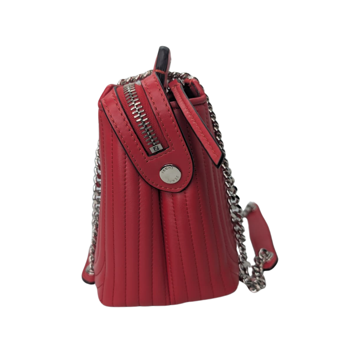 Fendi Dotcom Quilted Crossbody Bag Leather Red