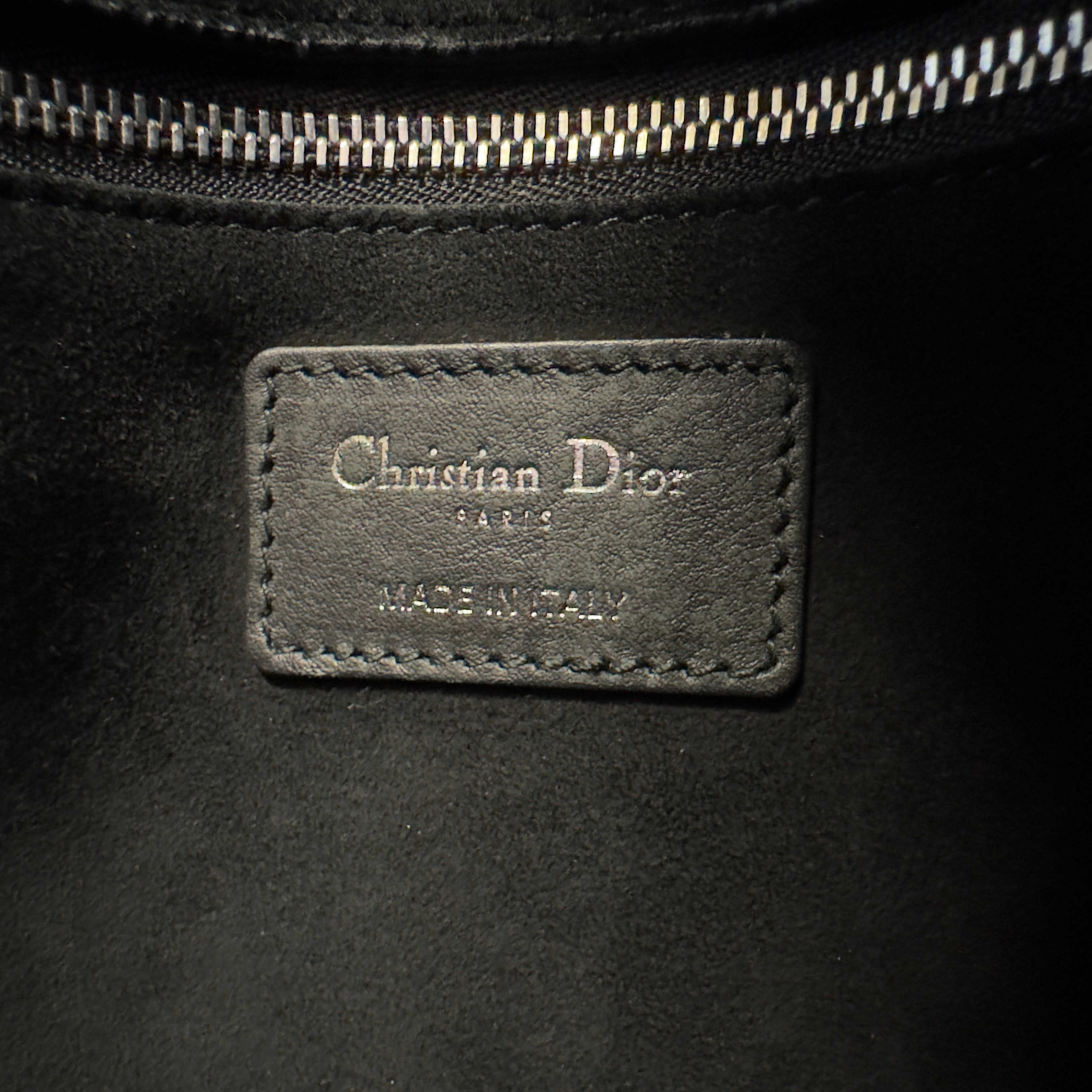 Christian Dior Large Lady Dior Studded Handbag Black
