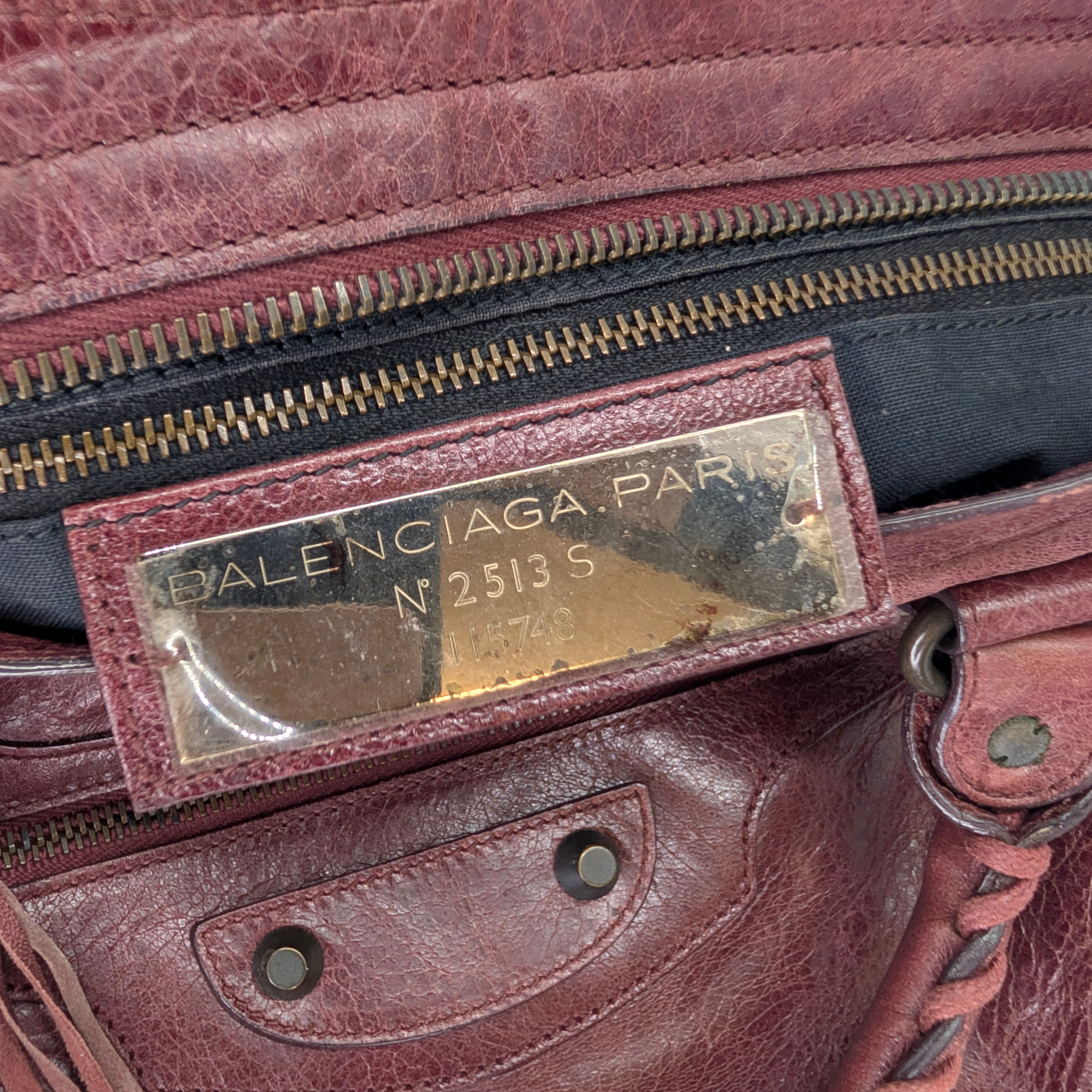 Balenciaga Motorcycle City Shoulder Bag Dark Burgundy