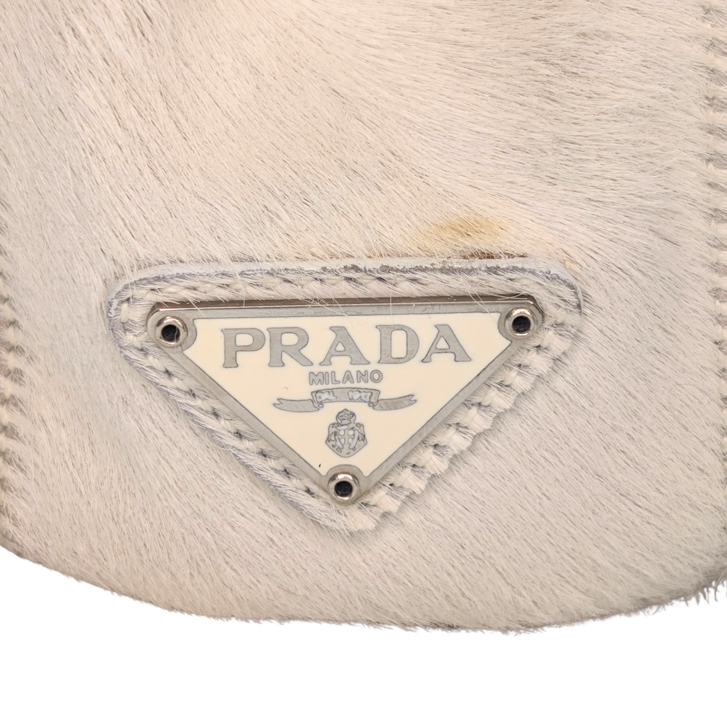 Prada Vintage Calfhair Shoulder Bag White
