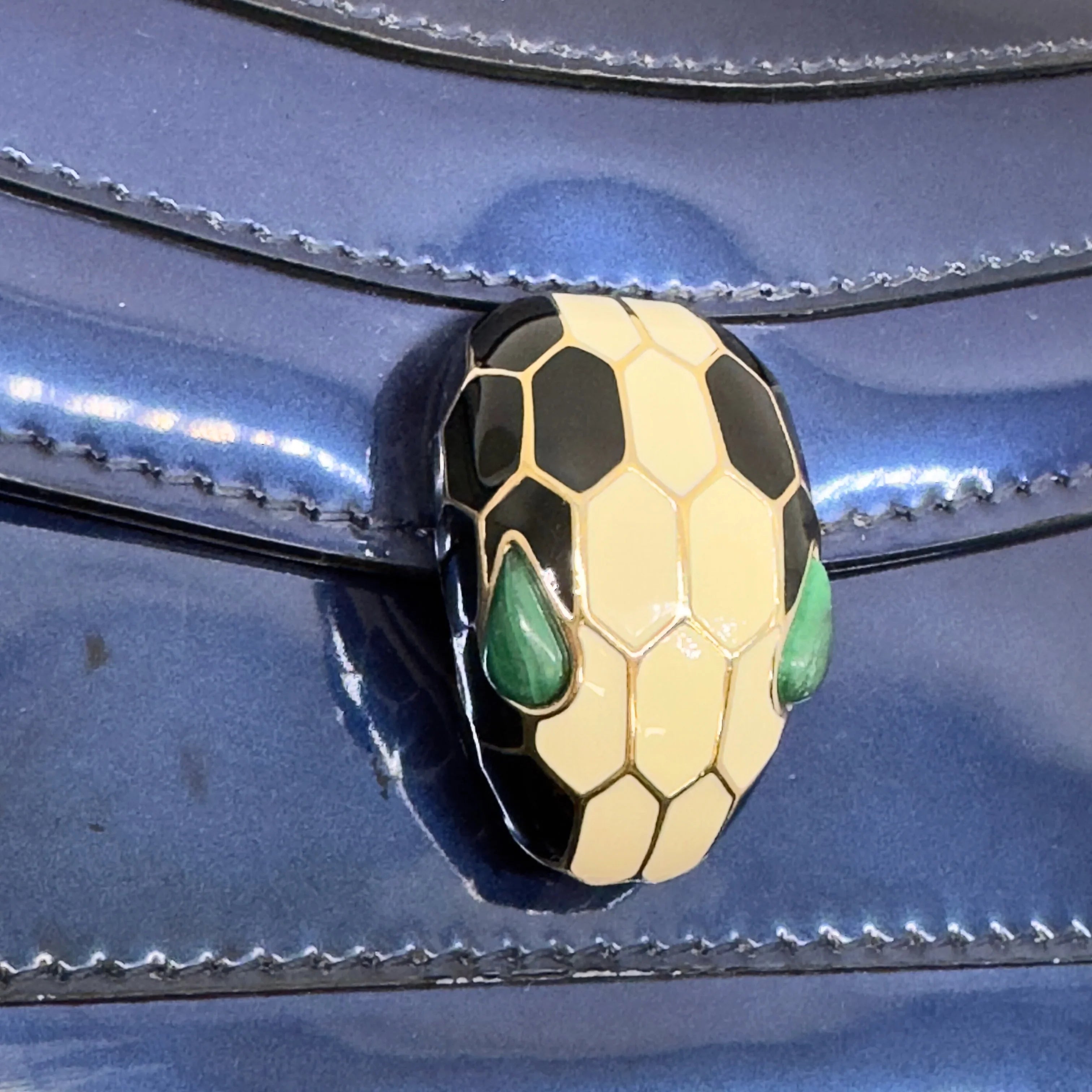 Bvlgari Serpenti Forever Chain Crossbody Bag Navy Blue - Lost Designer