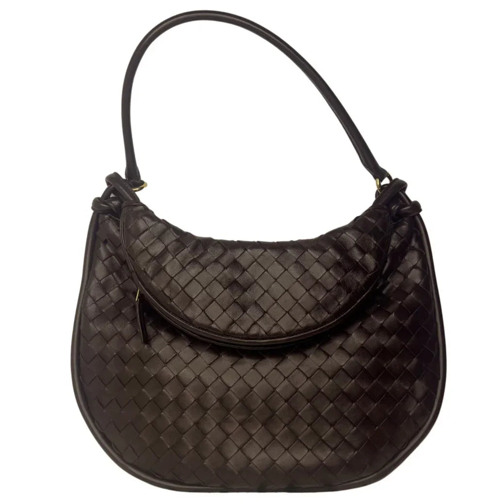 Brand New Bottega Veneta Gemelli Large Shoulder Bag – Intrecciato Dark Brown