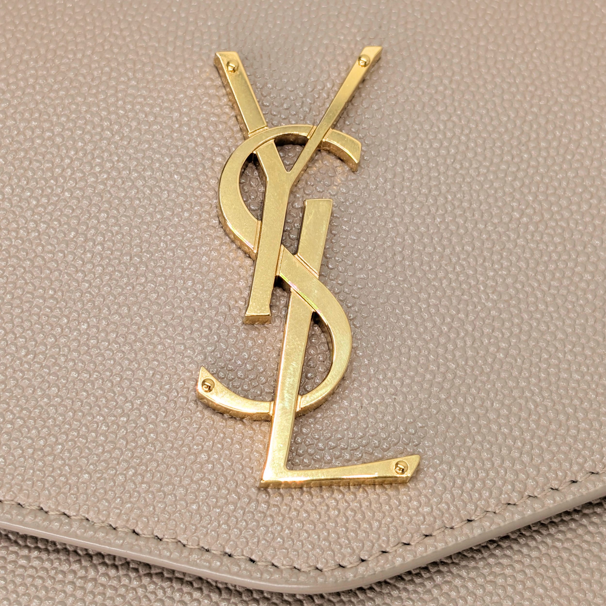 Yves Saint Laurent Uptown Wallet on Chain Dark Beige