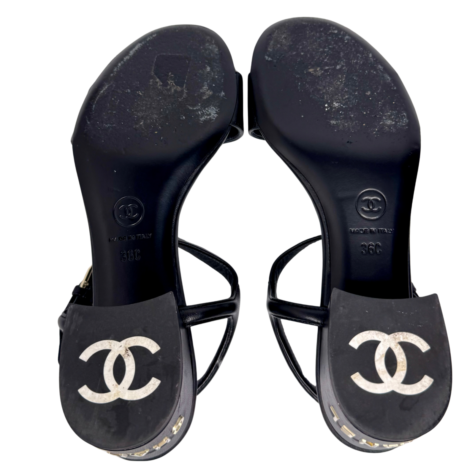 Chanel Black Lambskin Leather Classic Sandals – Size 36C